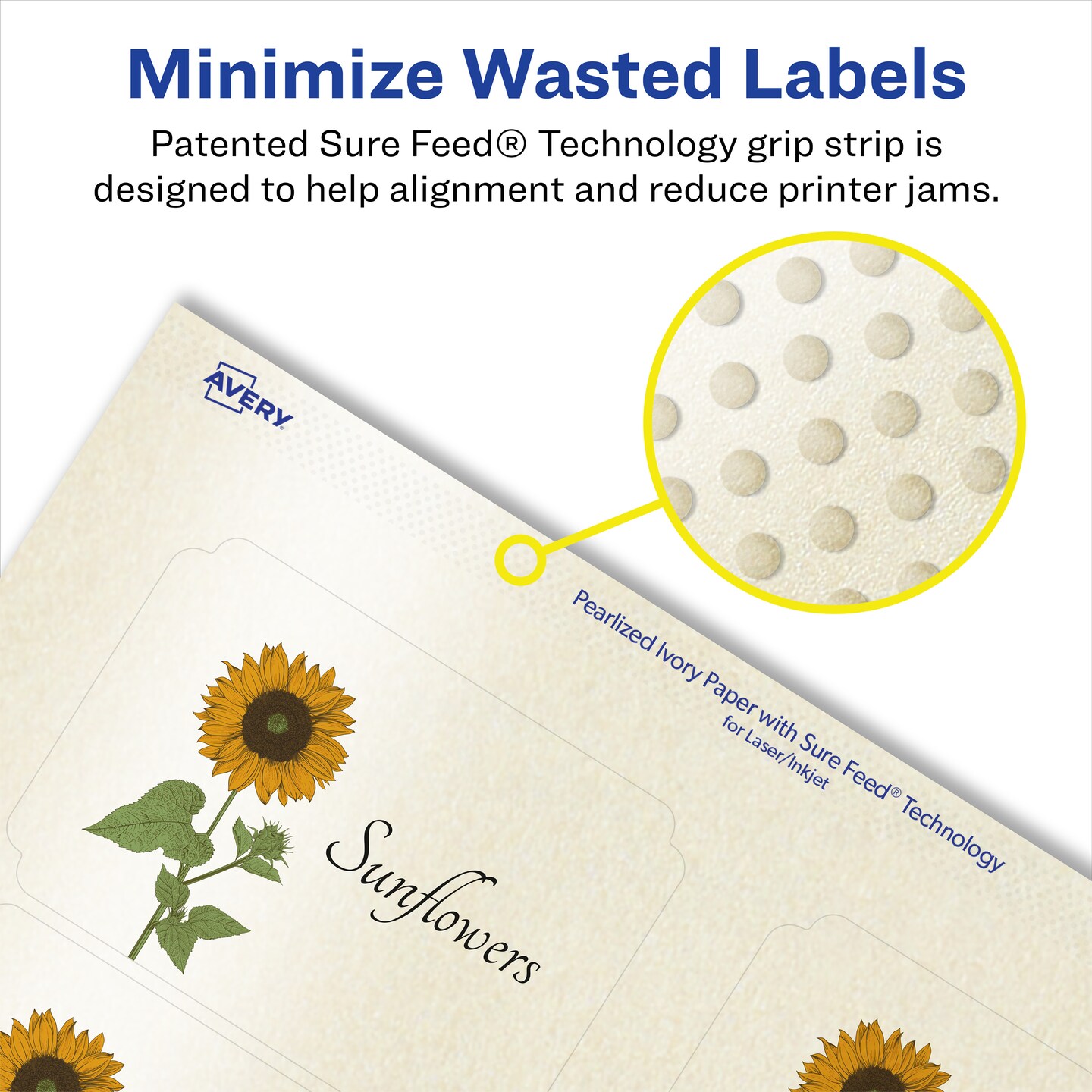 Avery Pearlized Ivory Rectangle Scalloped Labels with Sure Feed Technology, Print-to-the-Edge, 2&#x22; x 3&#x22;