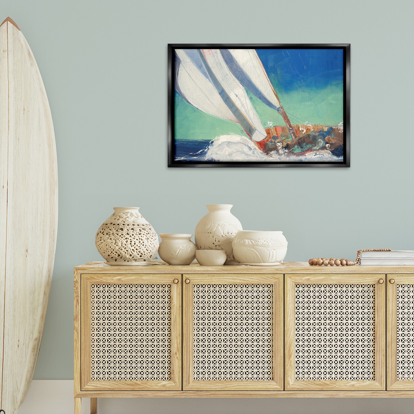 Stupell Industries Maritime Boat Hull Framed Floater Canvas Wall Art Design by John Burrows