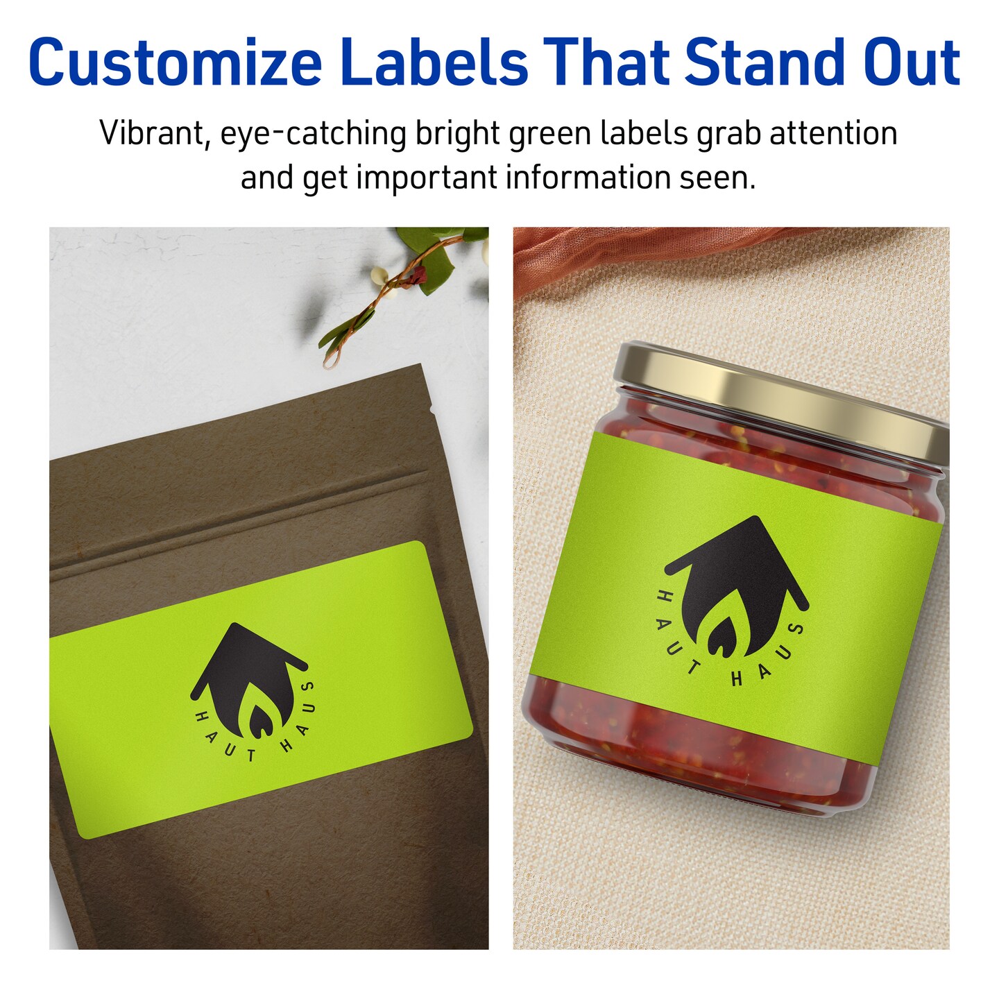 Avery Bright Green Paper Labels, 4&#x22; x 5&#x22; Rectangle