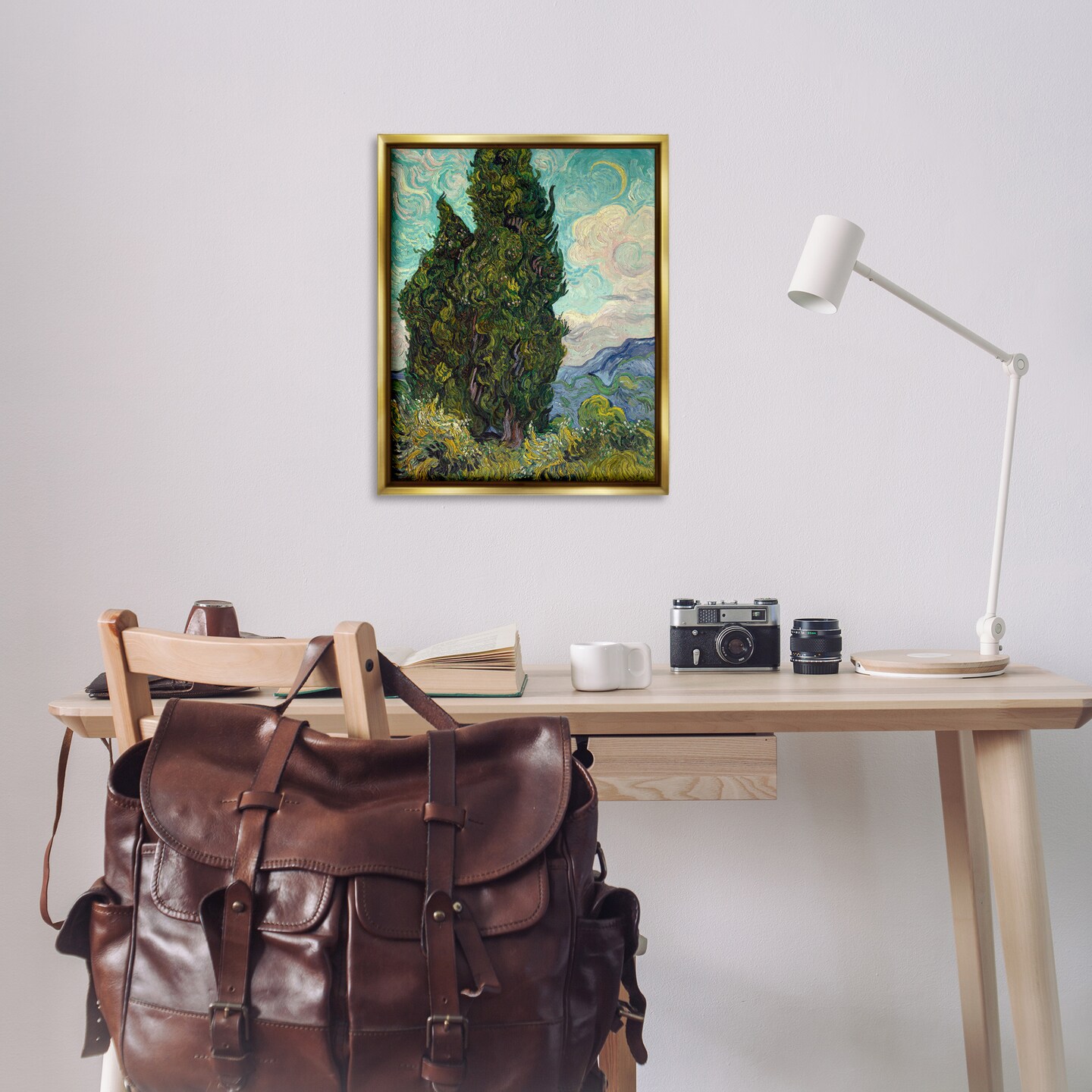 Stupell Industries Van Gogh Cypress Landscape Framed Floater Canvas Wall Art Design by one1000paintings