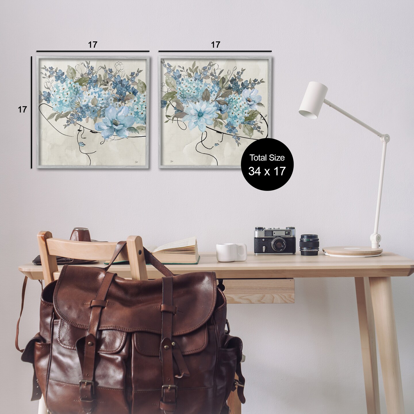 Stupell Industries Female Figure Floral Hat 2 pc Framed Giclee Wall Art Set Design by Nan