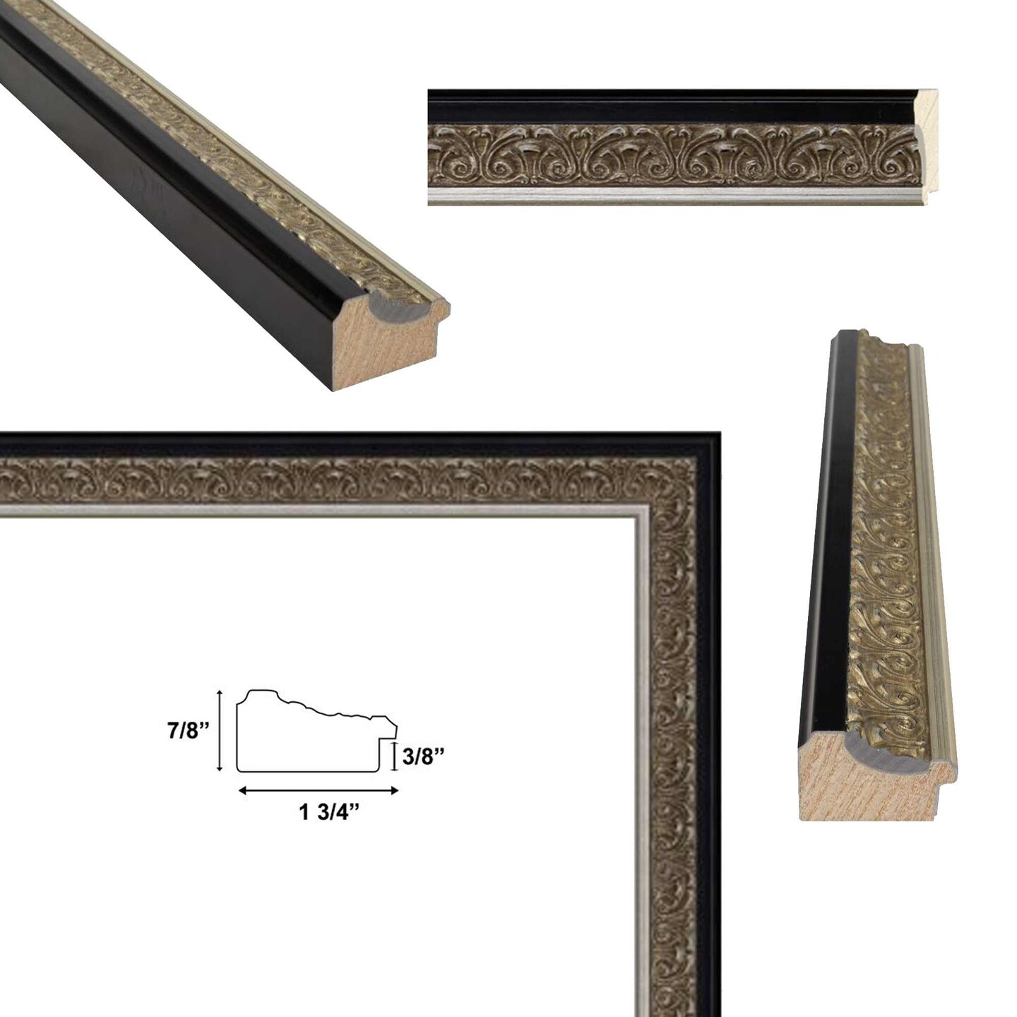 Floral Antique Silver With Black Lip Picture Frame 22x30 frame