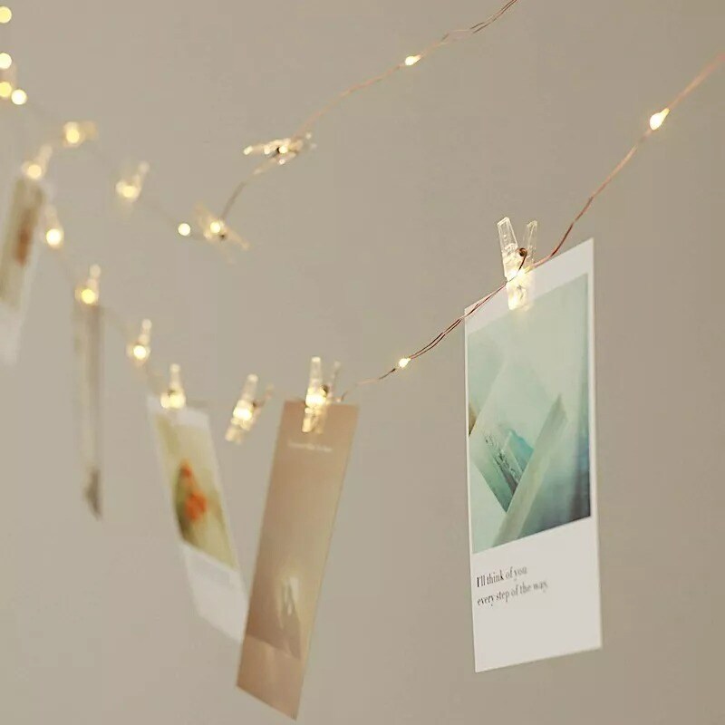 32 ft Warm White Battery Operated LED String FAIRY LIGHTS Clips Party Supplies