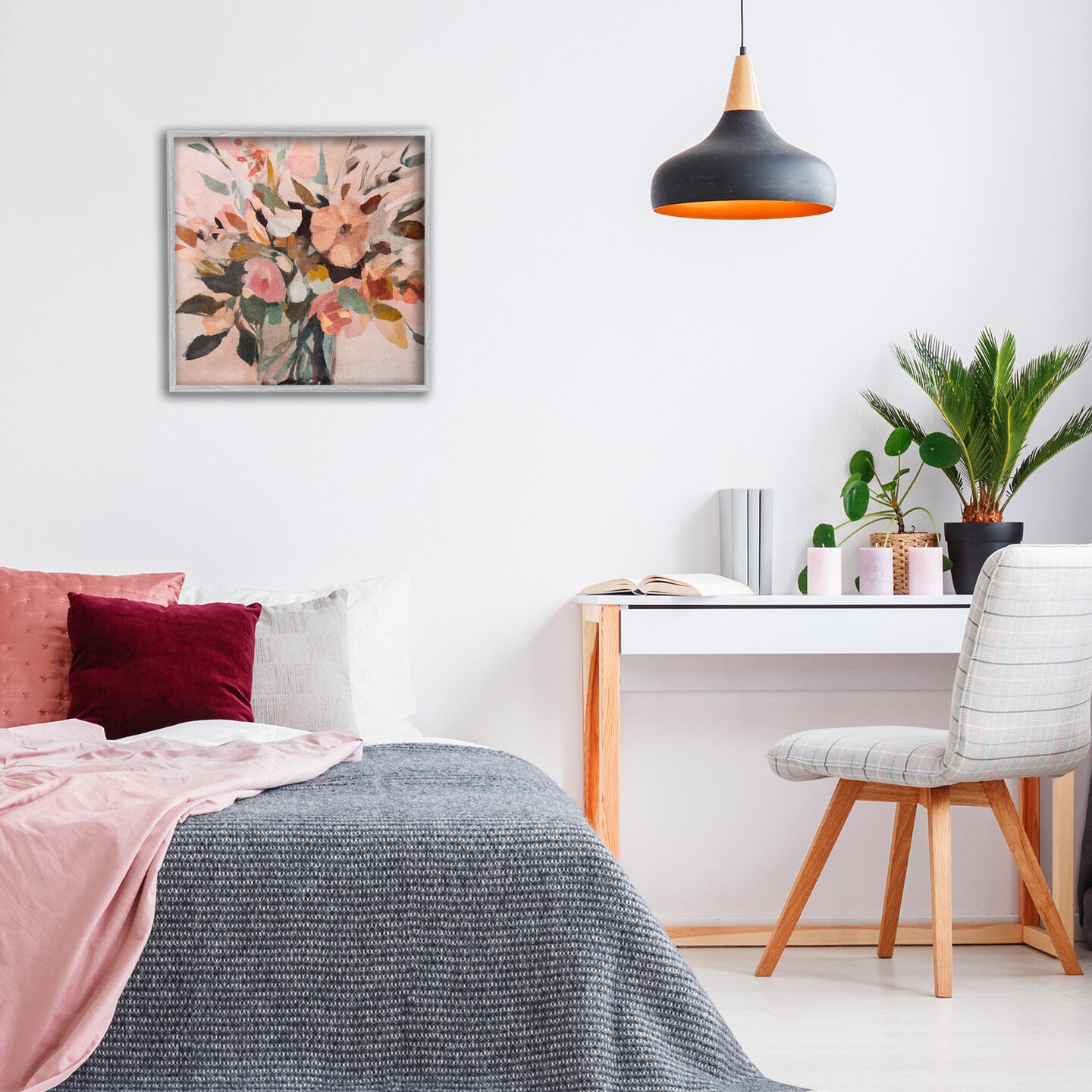 Stupell Industries Blush Abstract Bouquet Framed Giclee Wall Art Design by Sasha