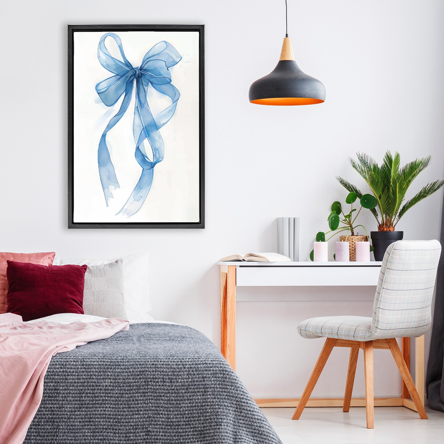 Stupell Industries Wispy Blue Bow Watercolor Floating Frame, design by LSR Design Studio