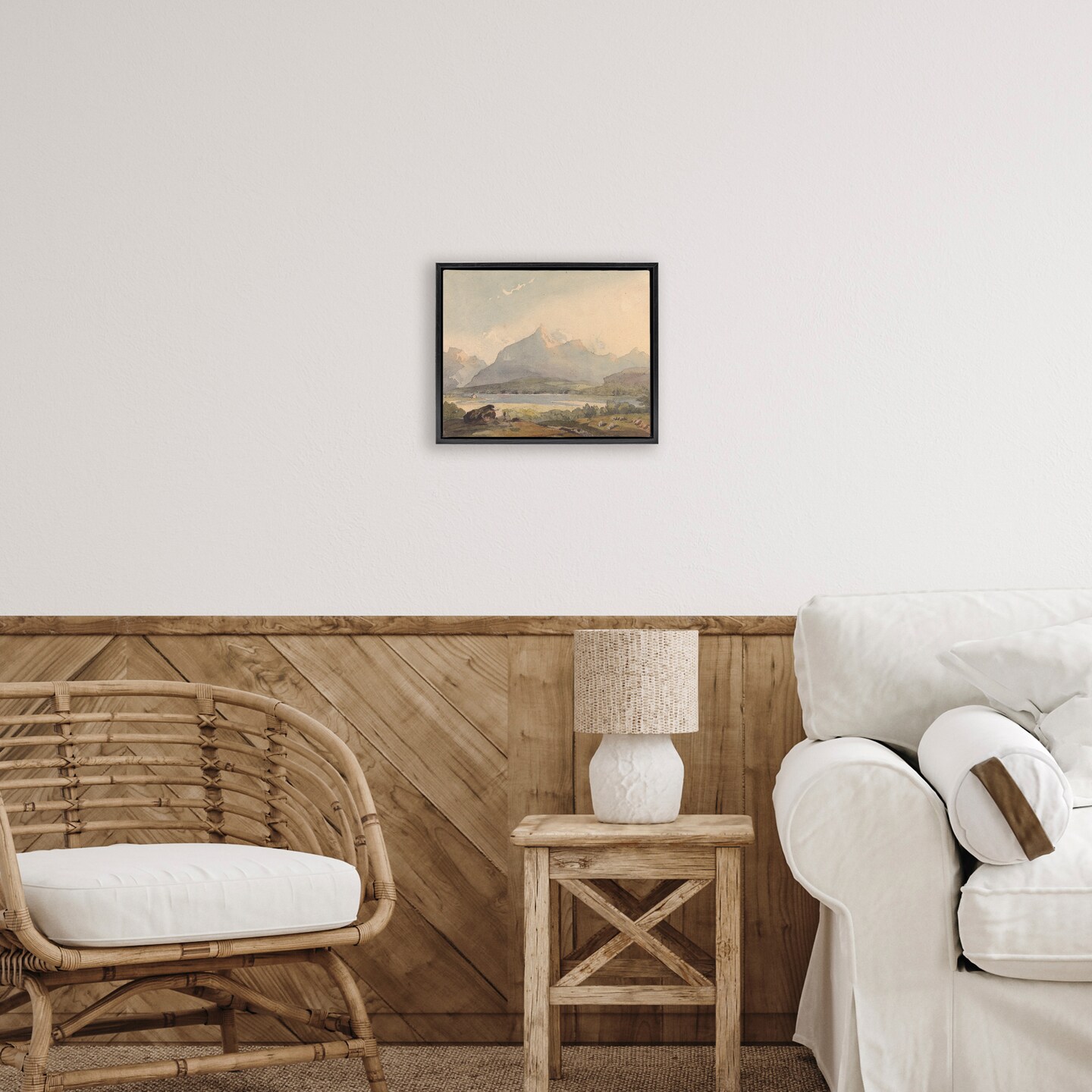 Stupell Industries Peaceful Hazy Mountains Floating Frame, design by Lettered and Lined