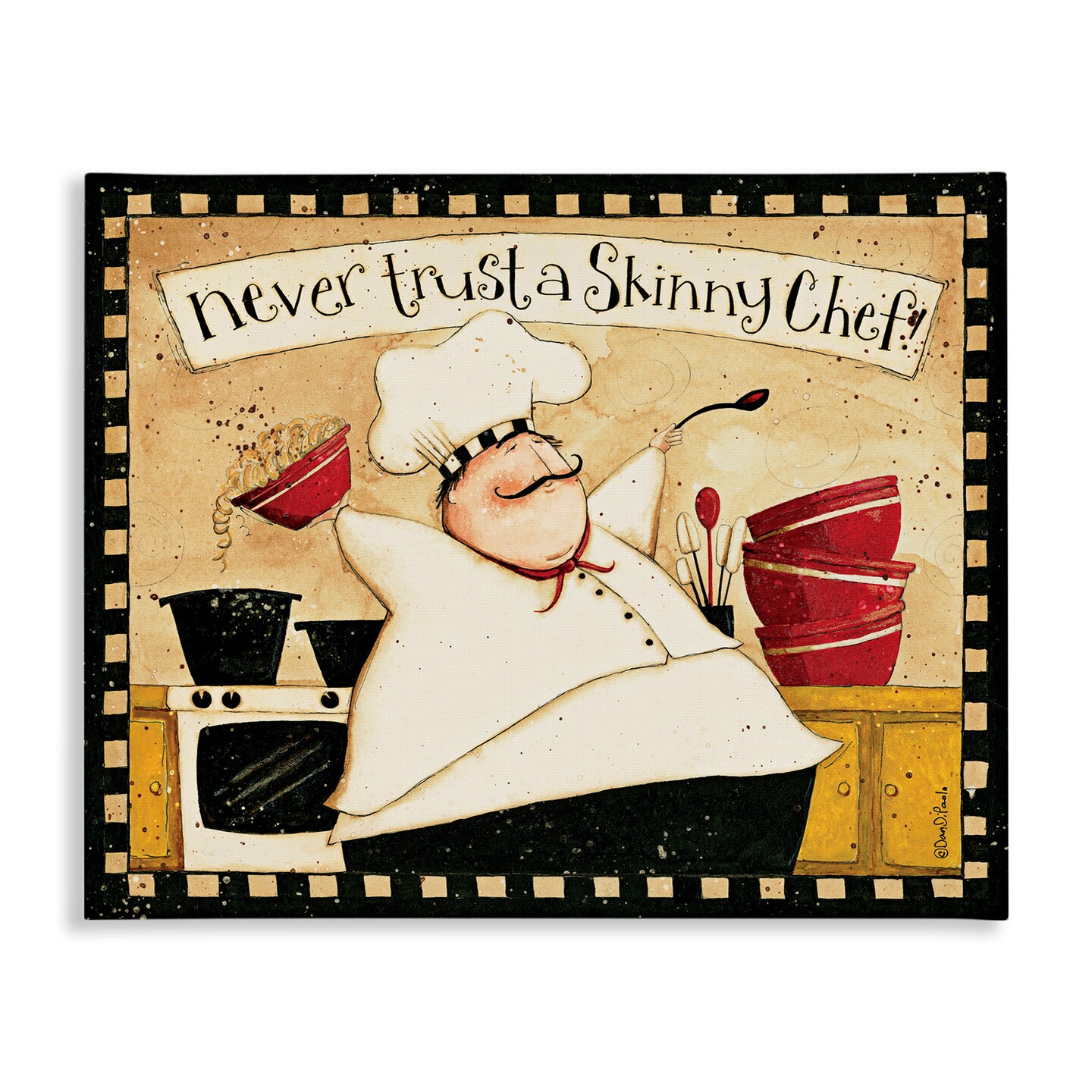 Stupell Industries Skinny Chef Funny Kitchen Canvas Wall Art
