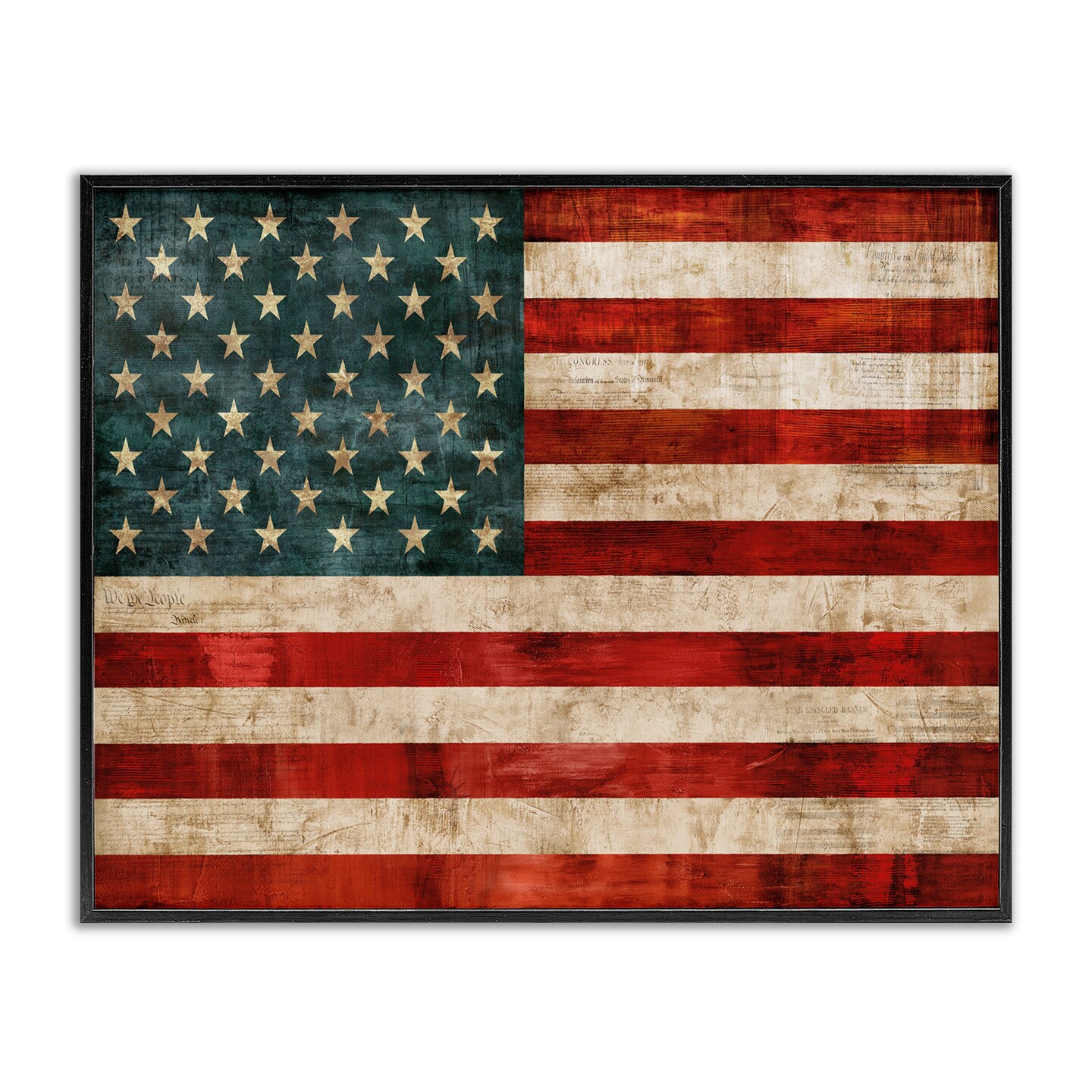 Stupell Industries US American Flag Rustic Pattern Framed Giclee Art