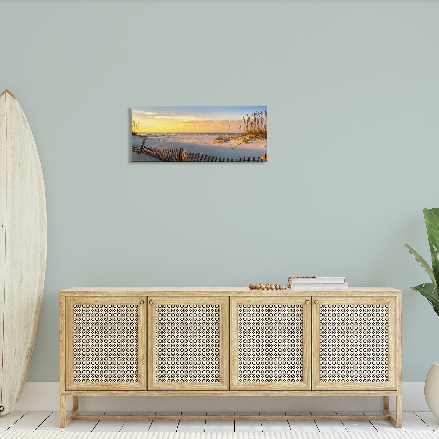 Stupell Industries Panoramic Coastal Beach Sunrise Canvas Wall Art