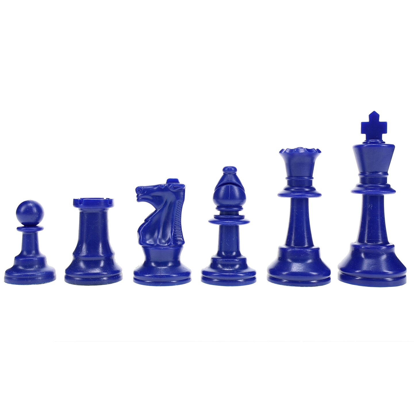 WE Games Color Bright Plastic Staunton Tournament Chess Pieces with 3.75 in. King - Half Chess Set of Chess Pieces Only, Blue