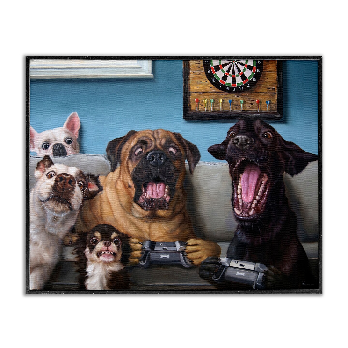 Stupell Industries Funny Dogs Playing Video Games Framed Giclee Art
