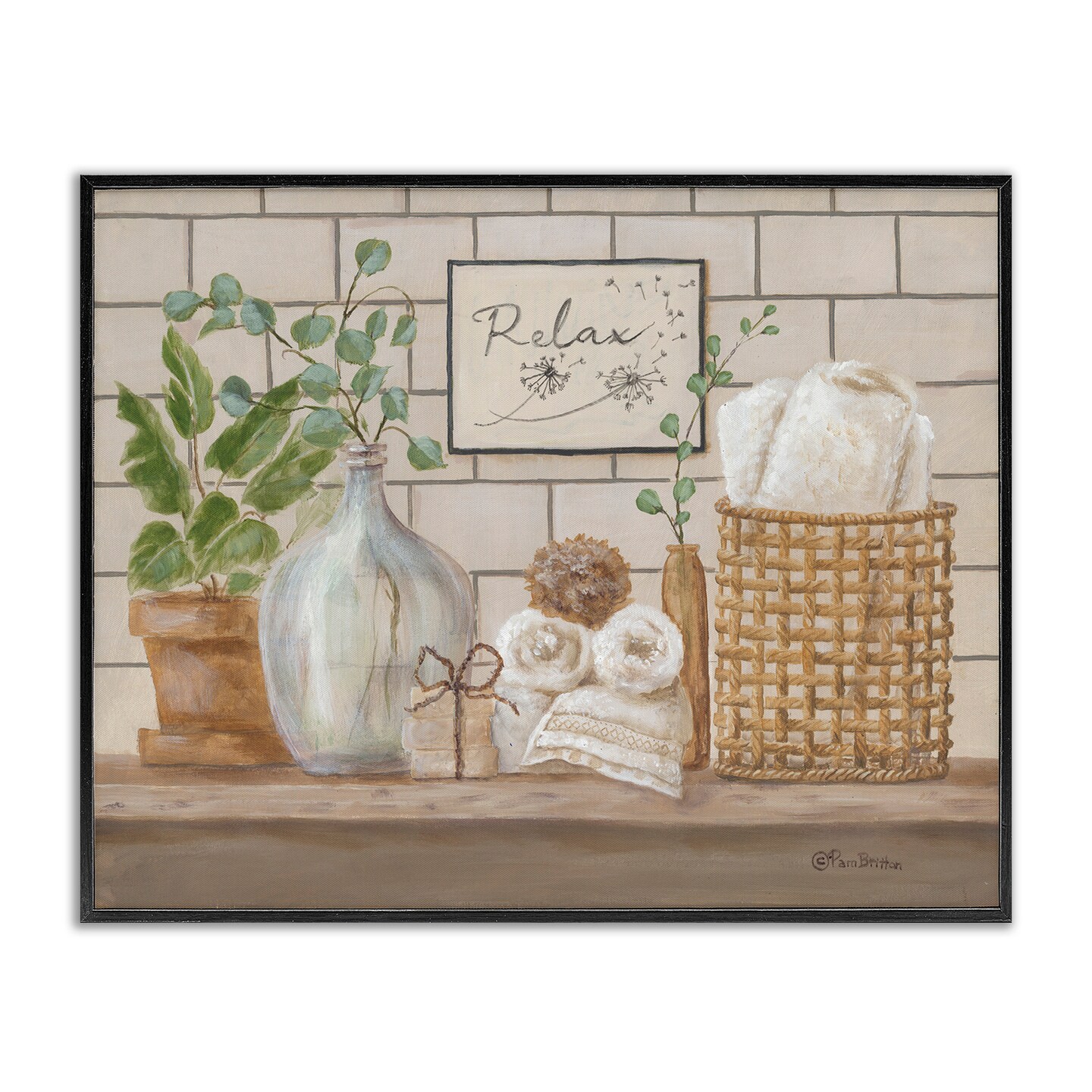Stupell Industries Uplifting Bathroom Spa Relax Scene Framed Giclee Art