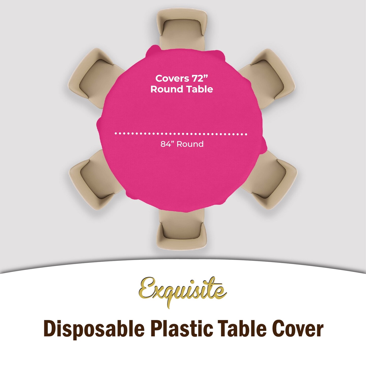 Exquisite Disposable Round Plastic Tablecloths – 12 Pack 84" Disposable Table Cloths – Indoor/Outdoor Party Tablecloth – Round Plastic Table Cover for Events & Party Supplies