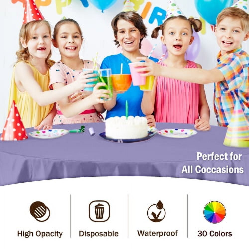 Exquisite Disposable Round Plastic Tablecloths – 6 Pack 84" Disposable Table Cloths – Indoor/Outdoor Party Tablecloth – Round Plastic Table Cover for Events & Party Supplies