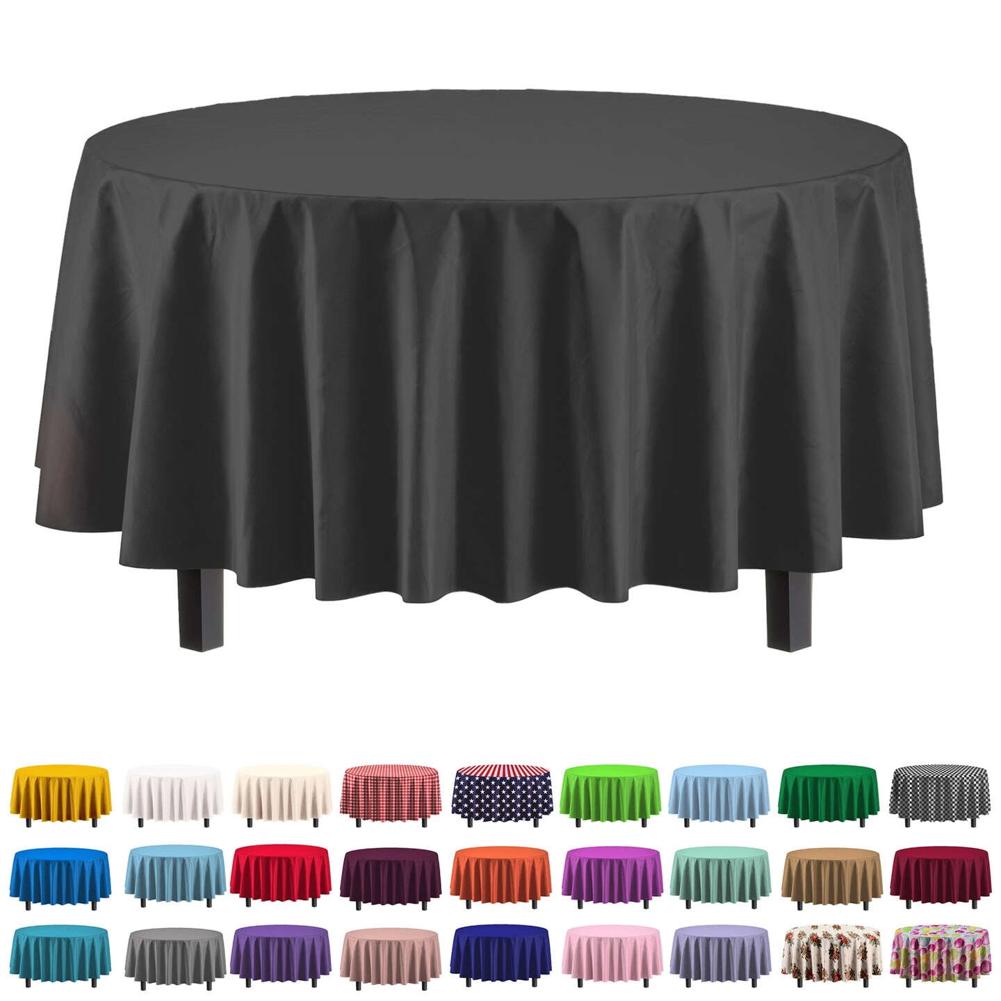 Exquisite Disposable Round Plastic Tablecloths – 12 Pack 84" Disposable Table Cloths – Indoor/Outdoor Party Tablecloth – Round Plastic Table Cover for Events & Party Supplies