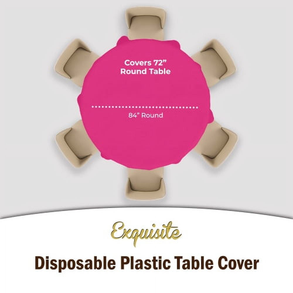 Exquisite Disposable Round Plastic Tablecloths – 6 Pack 84" Disposable Table Cloths – Indoor/Outdoor Party Tablecloth – Round Plastic Table Cover for Events & Party Supplies