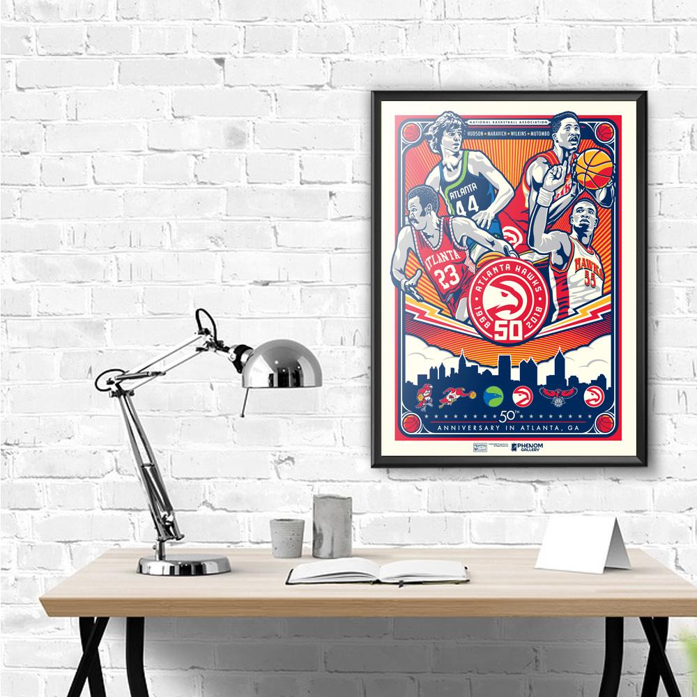 Phenom Gallery Pistol Pete Maravich Atlanta Hawks 50th Anniversary 18&#x22; x 24&#x22; Serigraph Print