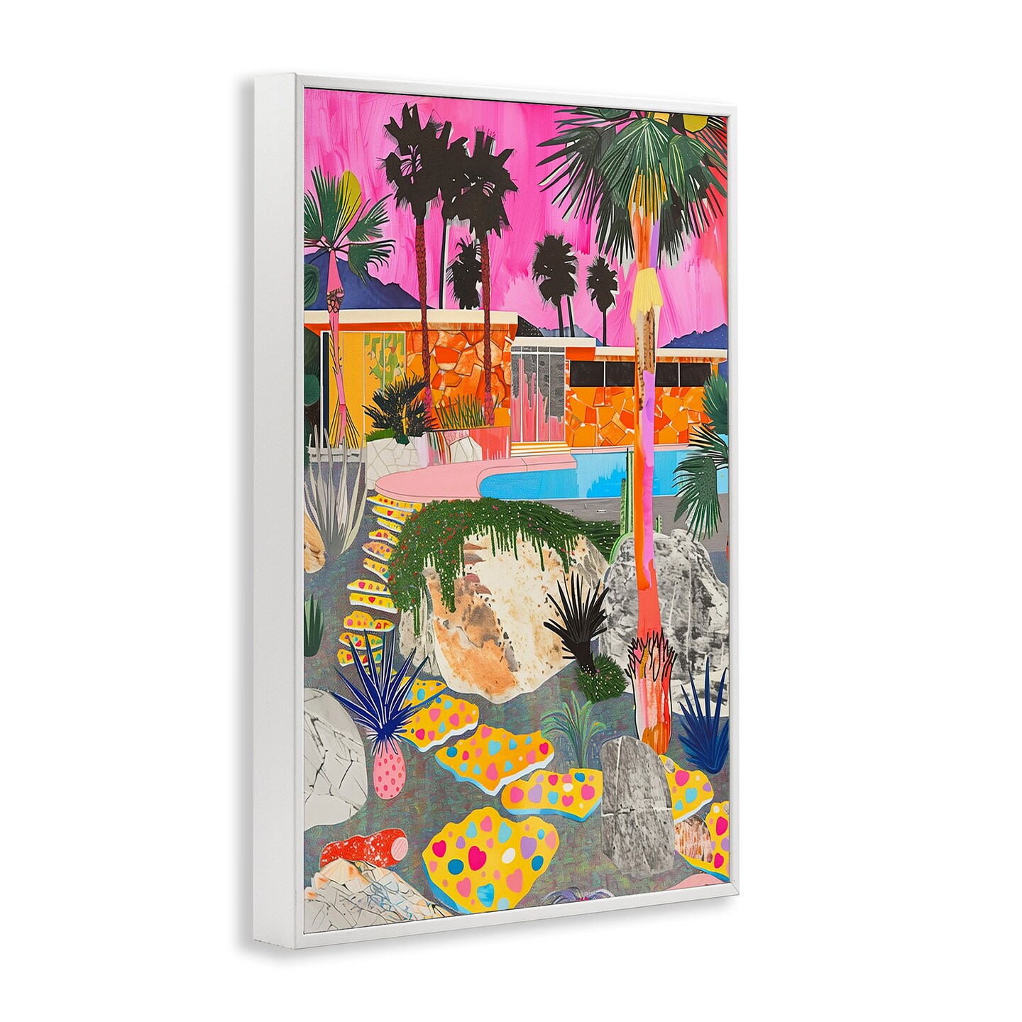 Stupell Industries Modern Tropical Villa Collage Framed Giclee Wall Art Design by Jess Stempel