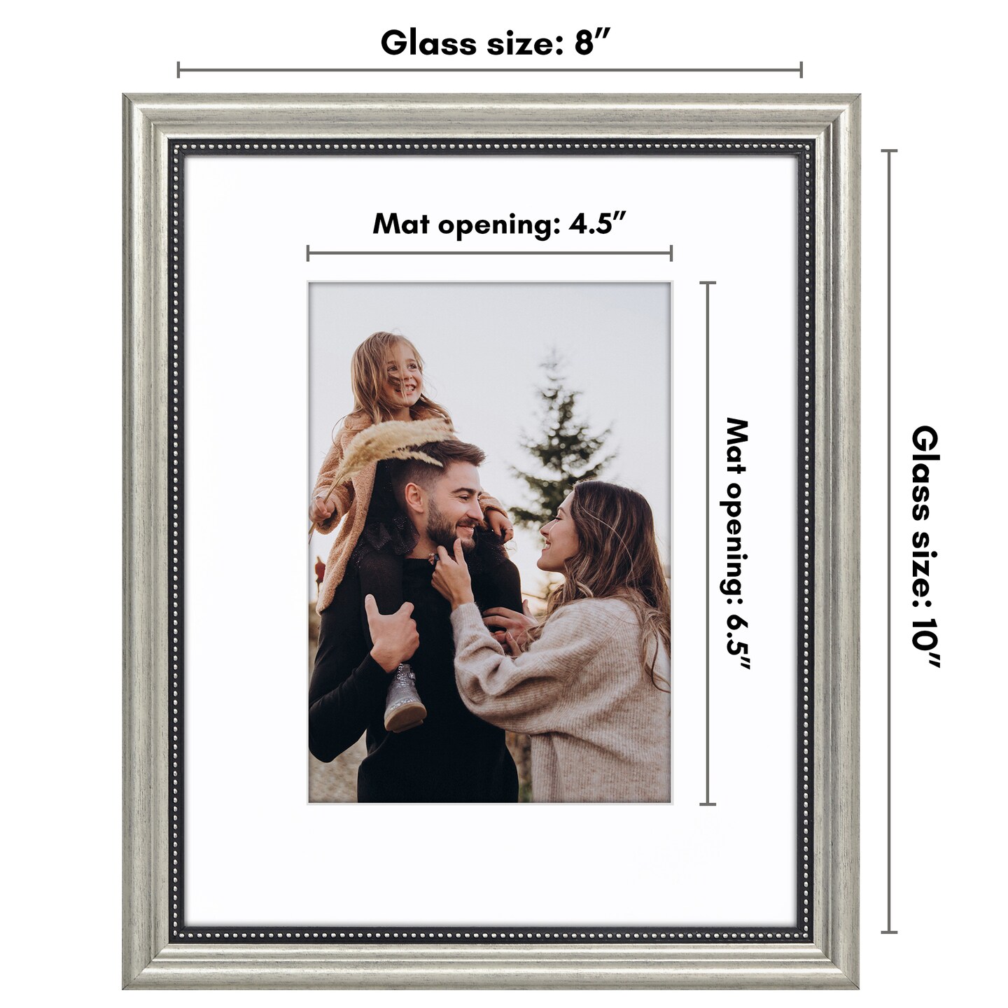 Americanflat Vintage Picture Frame with Mat and Beaded Accents with Shatter Resistant Glass