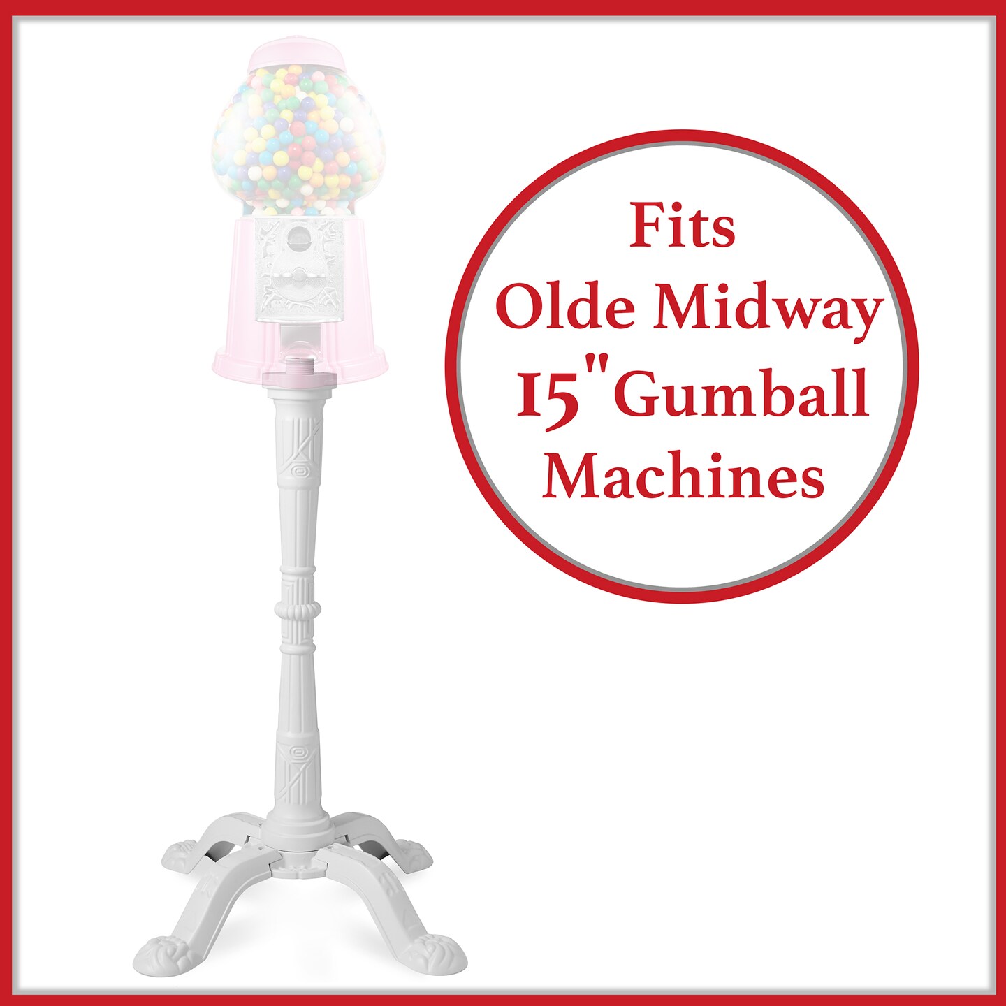 Olde Midway Gumball Machine Stand for 15" Vintage-Style Candy Dispensers