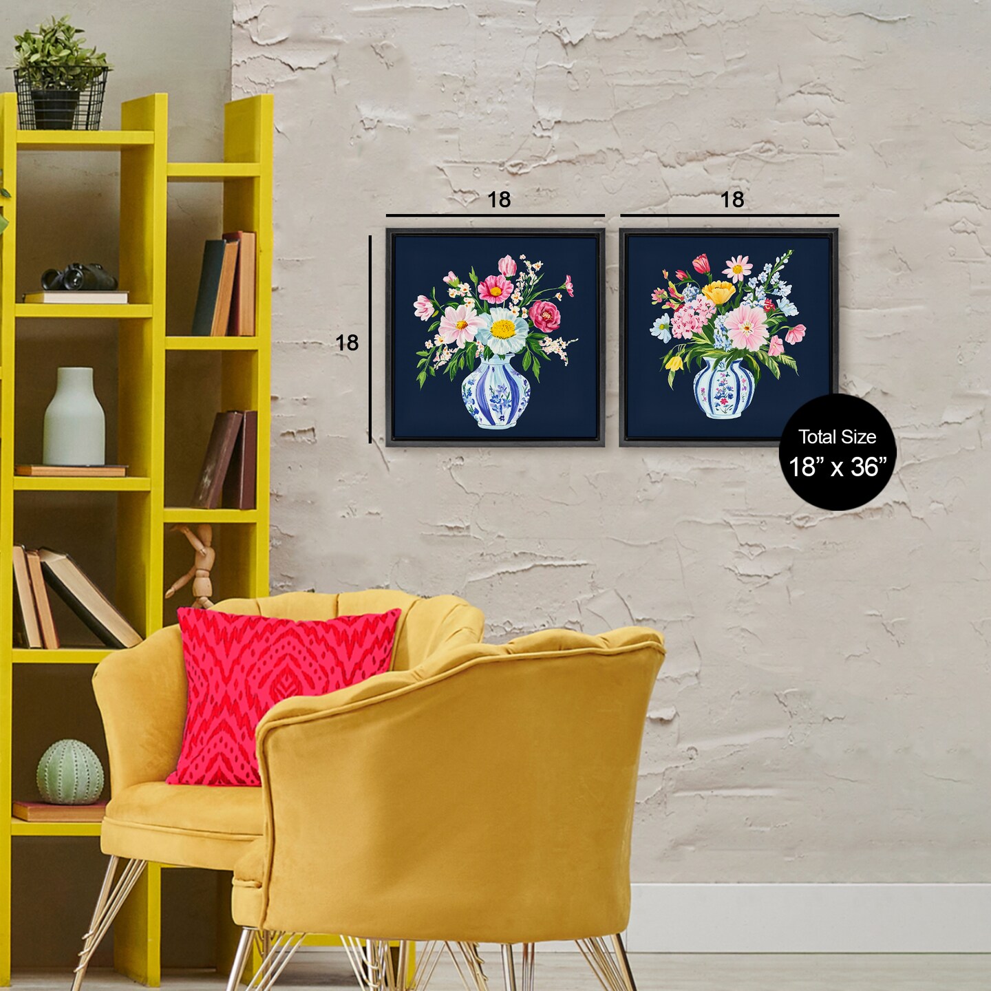 Stupell Industries Twin Chinoiserie Vases 2pc Floating Frame Set, design by Yen