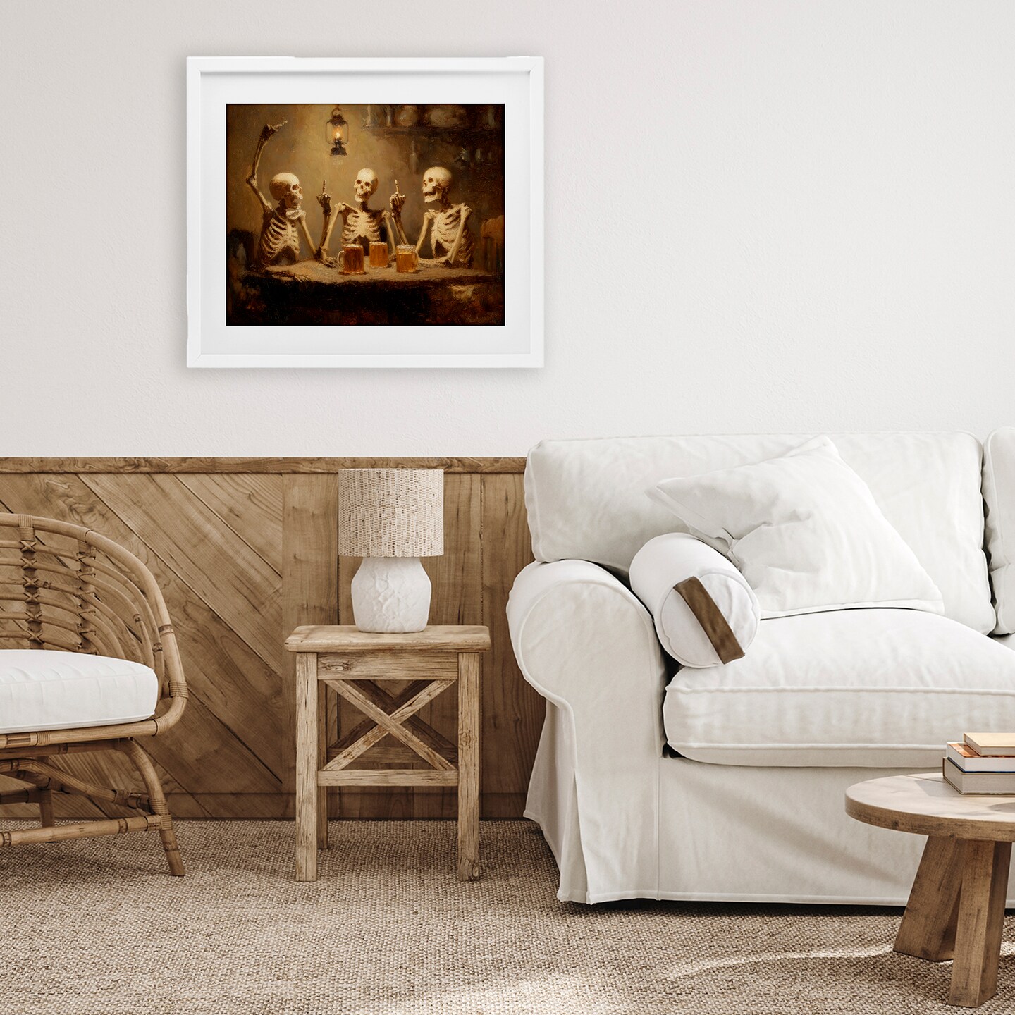 Stupell Industries Skeletons Drinking at Tavern Framed Print Under Glass, design by Arlington Prints