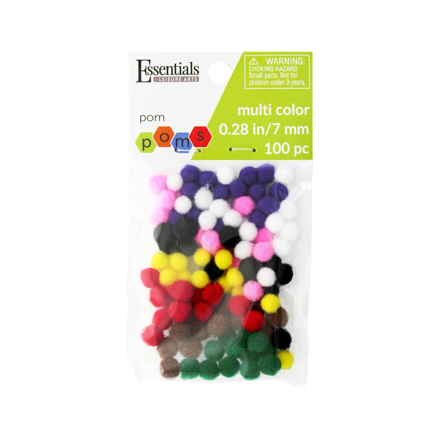 Essentials By Leisure Arts Pom Poms - Multi - 7Mm 100 Piece Pom Poms Arts And Crafts Assorted Pompoms For Crafts Craft Puff Balls For Crafts