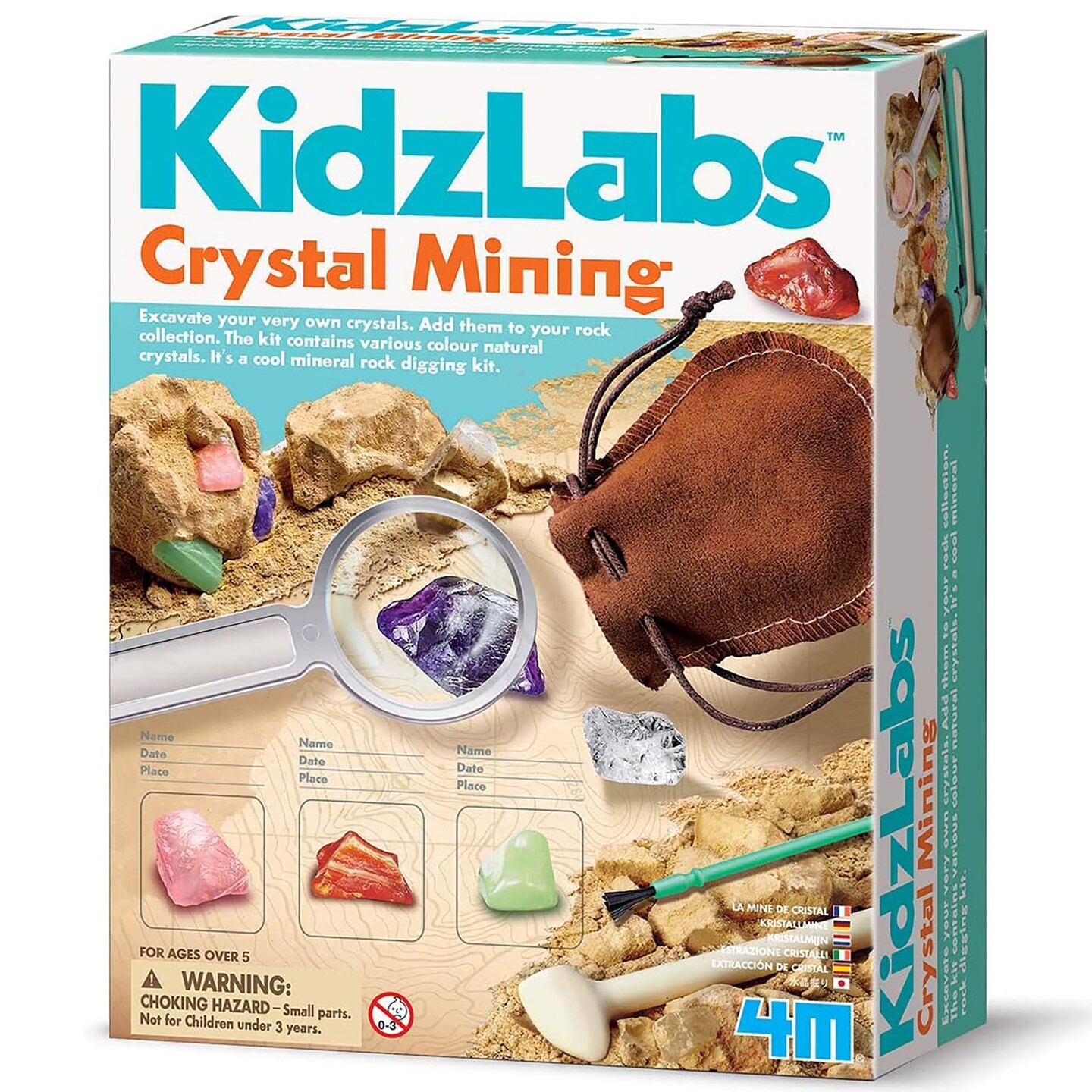 4M Kidzlabs Crystal Mining Kit - DIY Geology Science Dig Excavate Gemstones Minerals - STEM Toys Gift for Kids &#x26; Teens, Boys &#x26; Girls, Model:3564