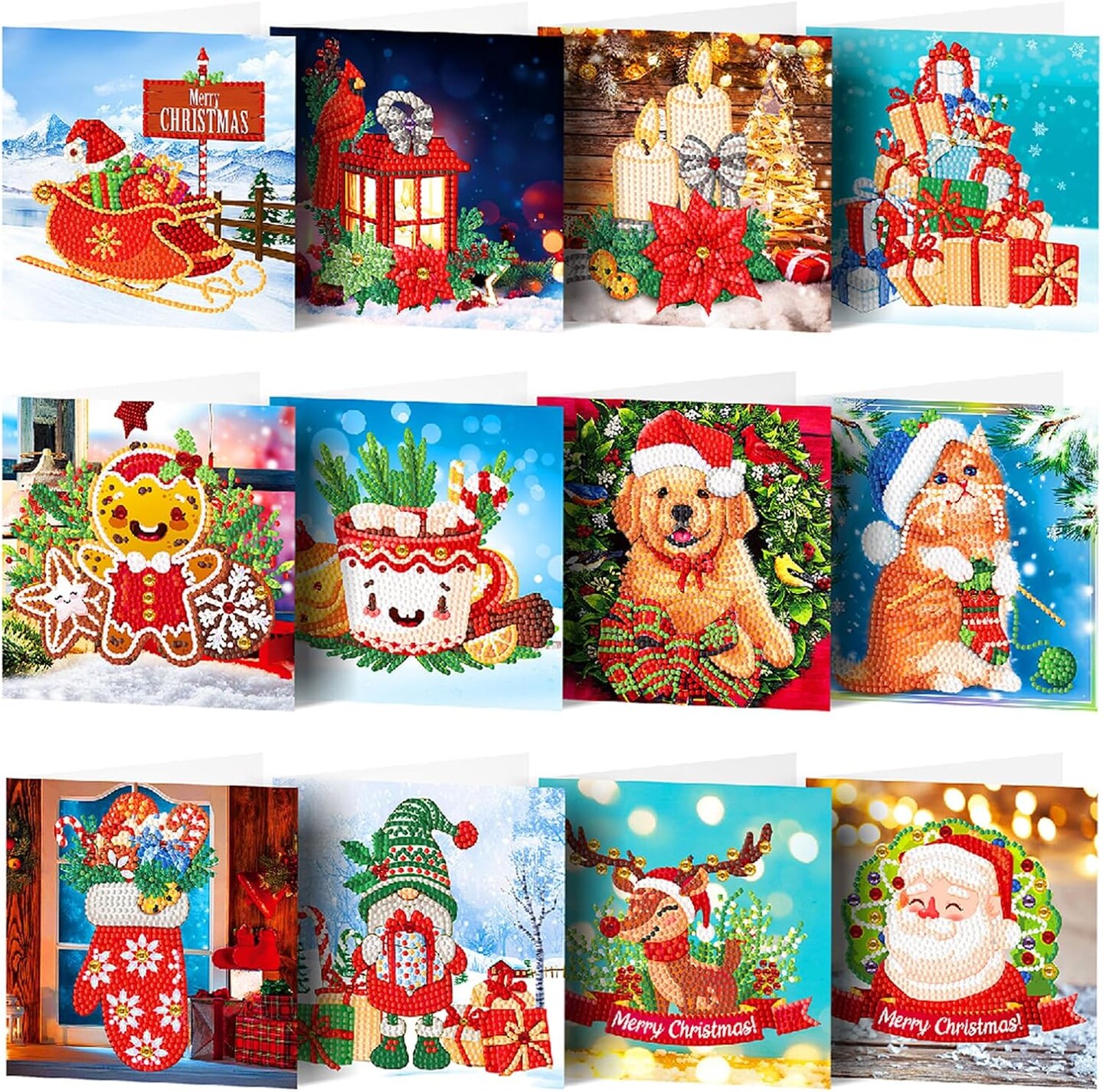 Aazon.co: LUSandy 12 Packs DIY 5D Diaond Painting Christas Cards Kits For Adults Xas