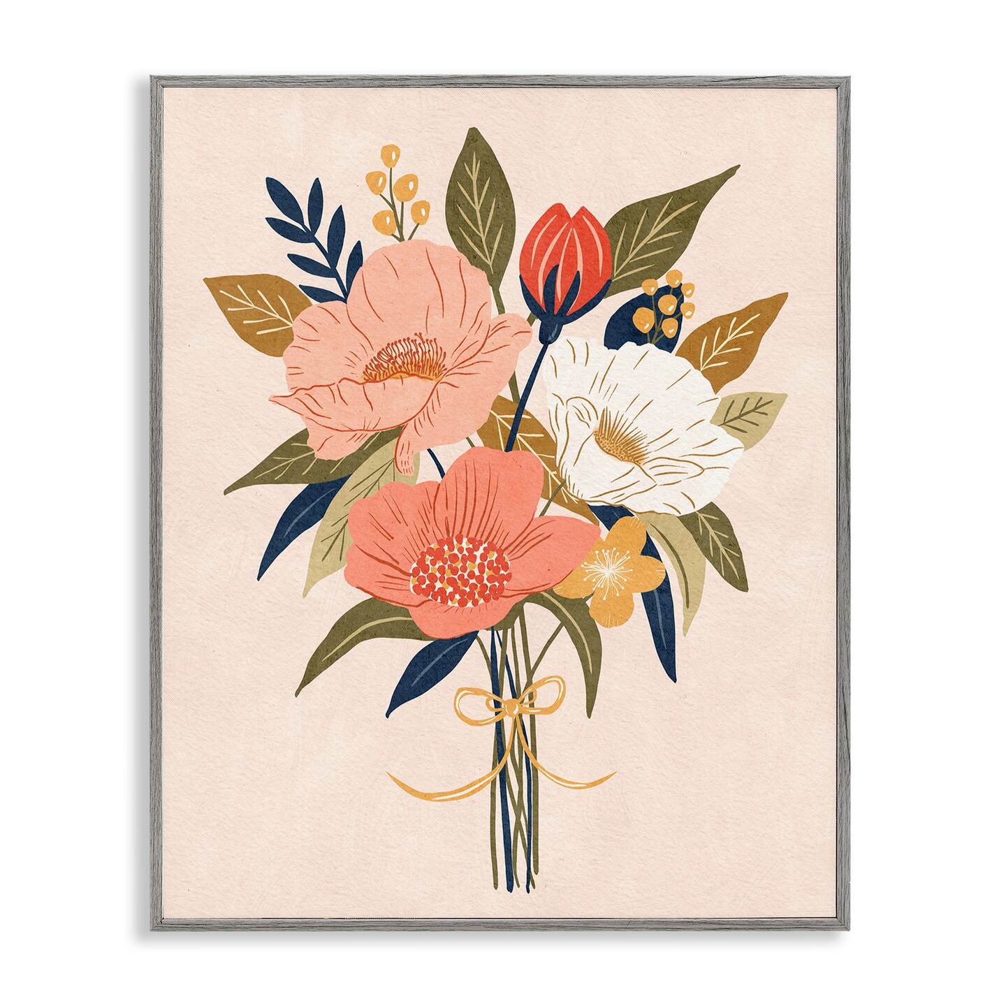 Stupell Industries Peach Floral Bouquet Framed Giclee By Lisa Nohren