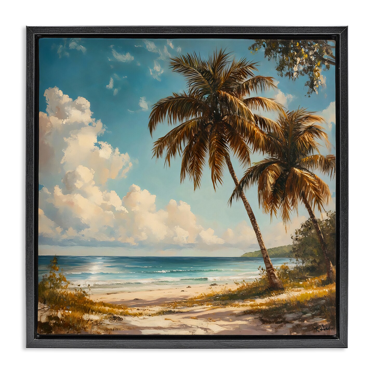Stupell Industries Summer Beach with Two Palms Floating Frame By LSR ...