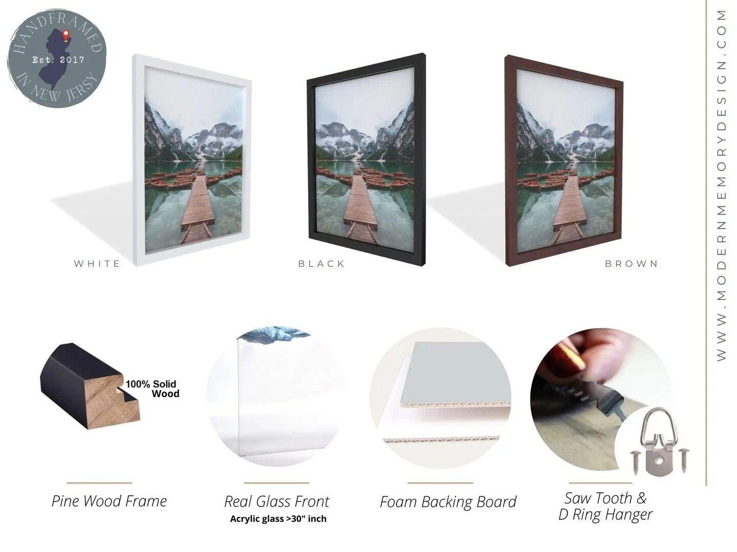 6x6 White Picture Frame For 6 x 6 Poster Art Photo - Wall Hanging Framing