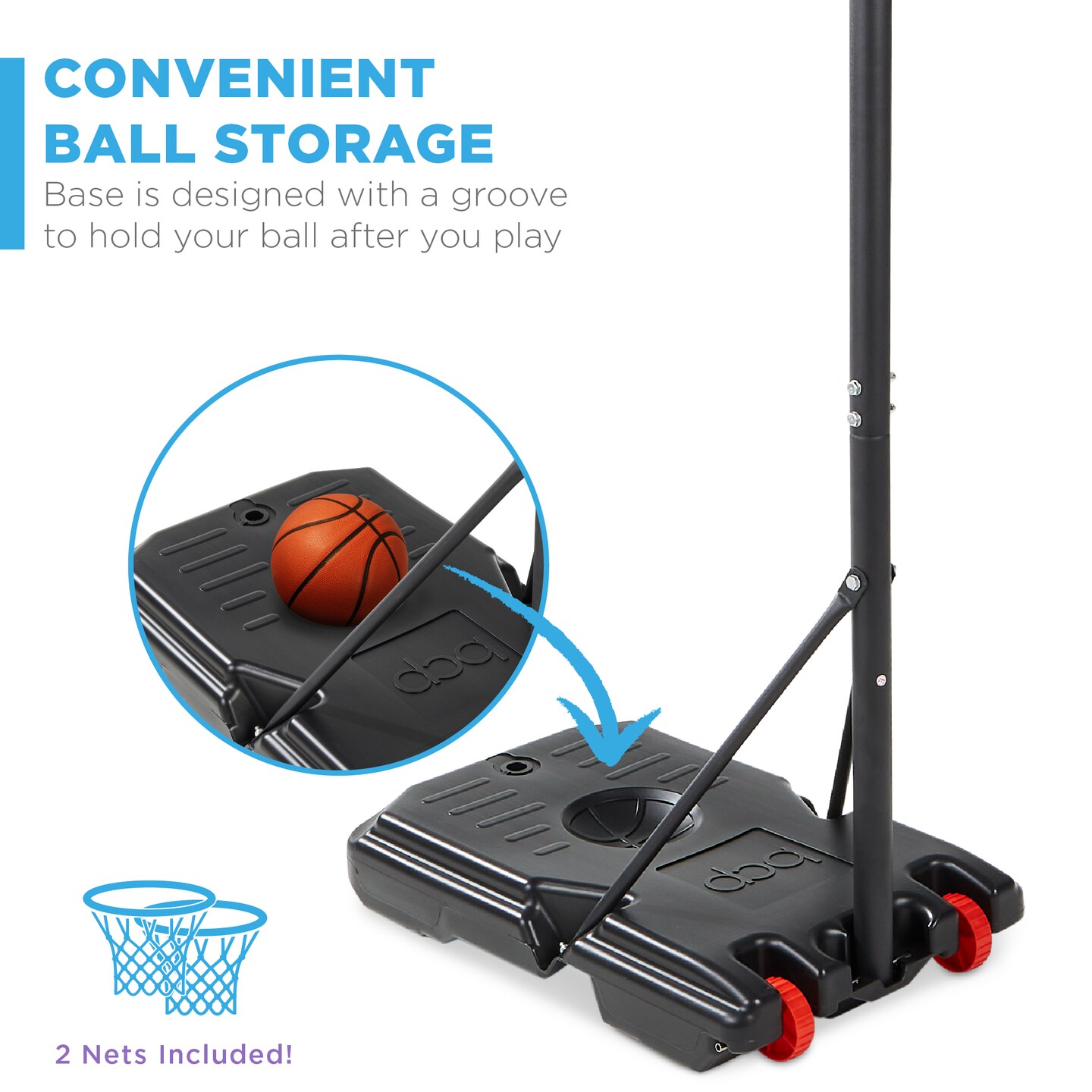 Best Choice Products Kids Height-Adjustable Basketball Hoop, Portable Backboard System w/ 2 Wheels