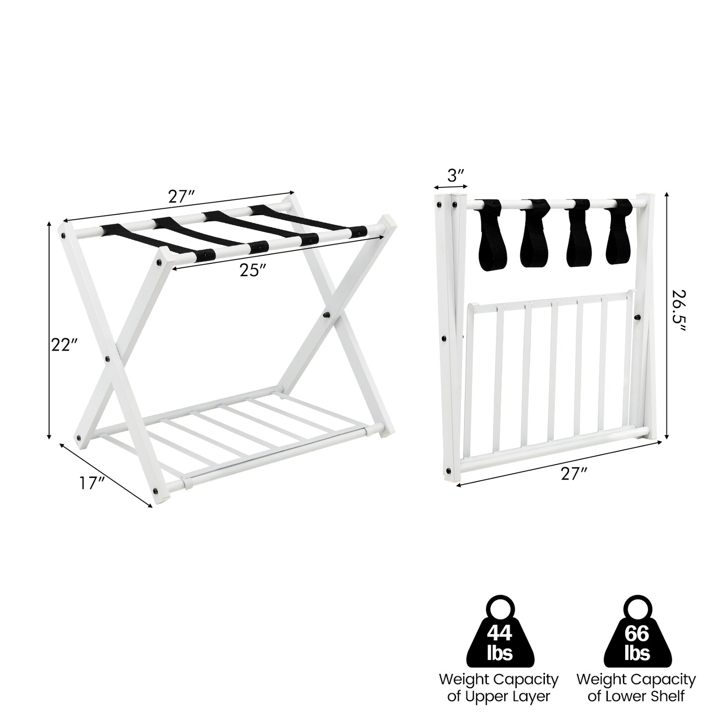 Set of 2 Folding Metal Luggage Rack Suitcase