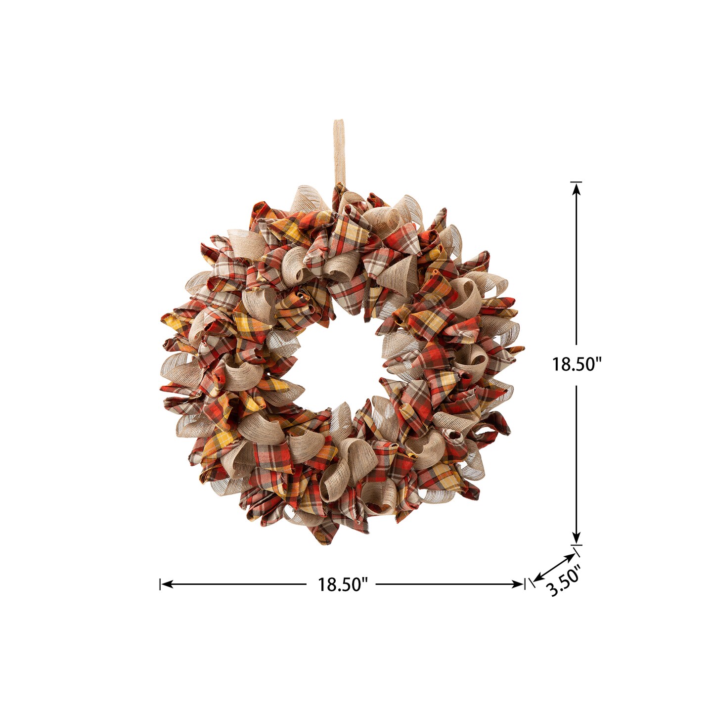 18.5&#x22;D Fall Doorway &#x26; Wall Fabric Plaid Wreath