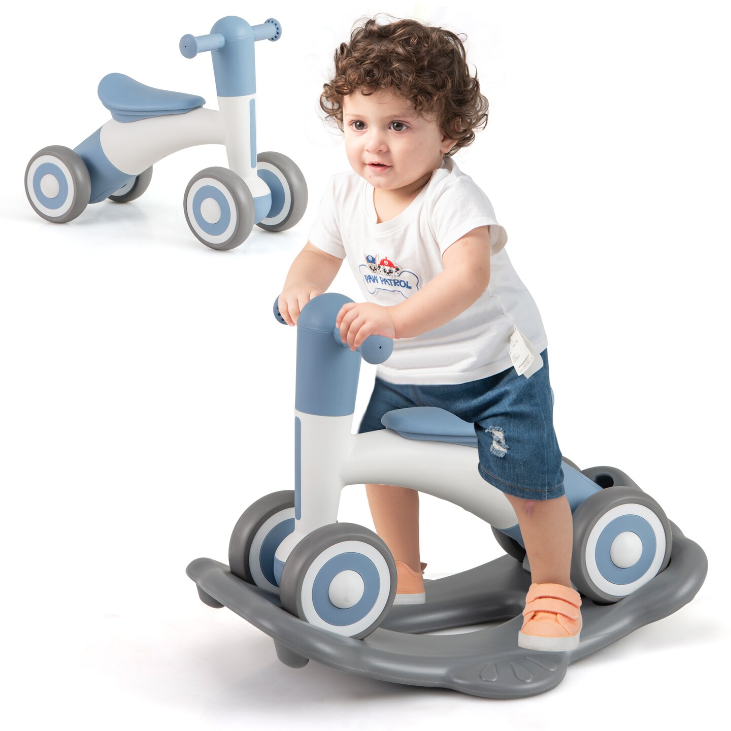 3-in-1 Kids Rocking Horse with Balance Board and Removable Seat - 16 L x 24 W x 18.5 H