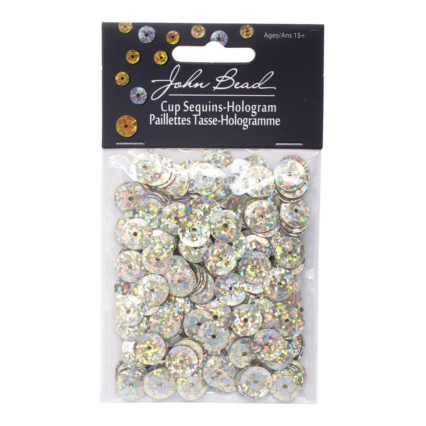 John Bead 10mm Flat Round Sequins Hologram, 450pcs
