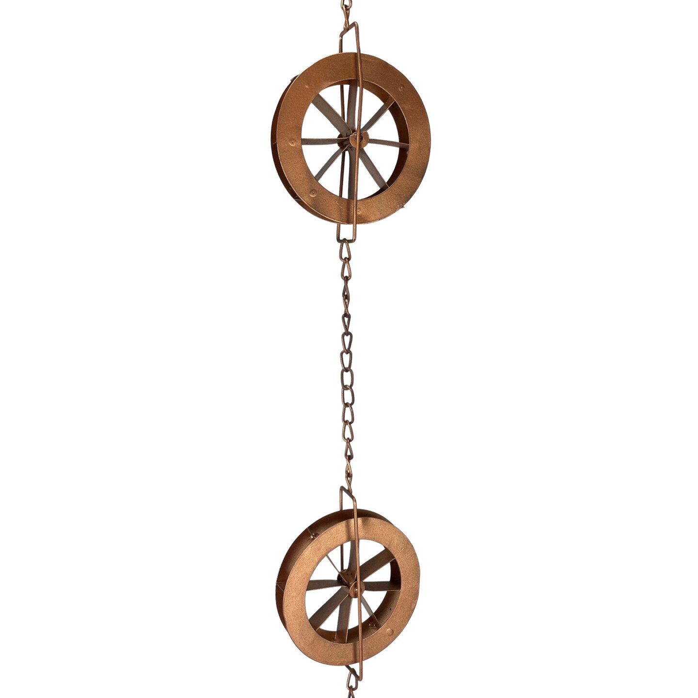 78-Inch Metal Rain Chain - 6 Water Wheels &#x26; Weighted Bell