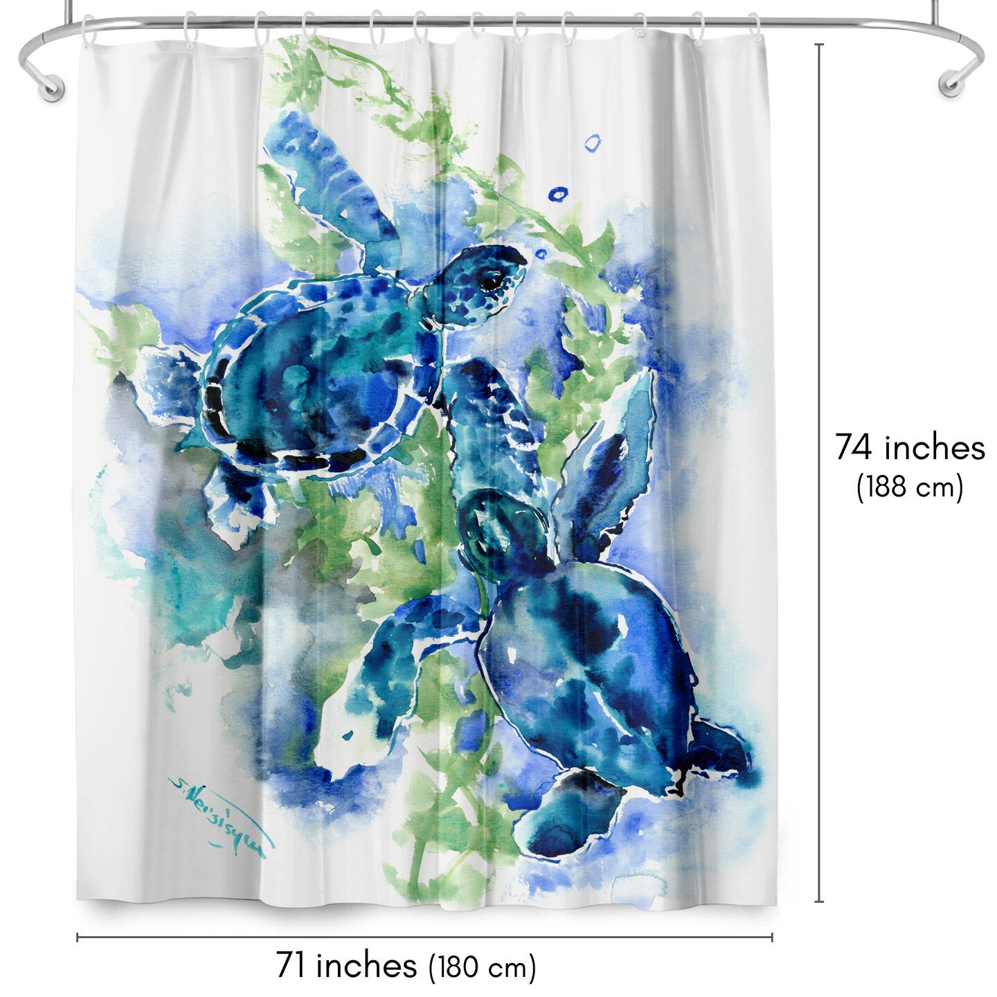 Americanflat 71&#x22; x 74&#x22; Shower Curtain, Sea Turtles 1 by Suren Nersisyan