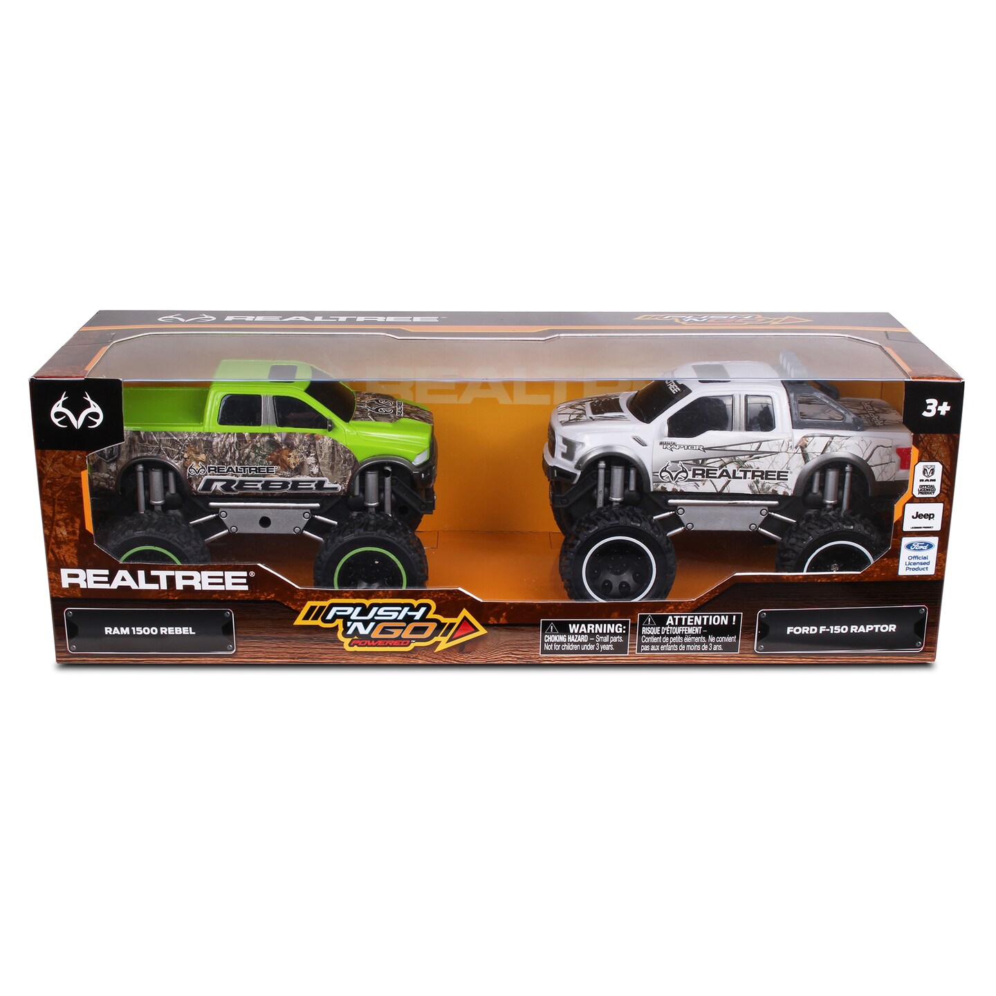 RealTree: Push &#x26; Go Ford F-150 Raptor &#x26; RAM Rebel Trucks, 2 Pack