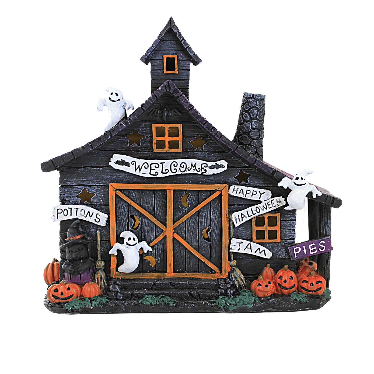 Transpac 11.0 Inch Haunted House With Pumpkins Halloween Halloween Village , Lighted Halloween Decor