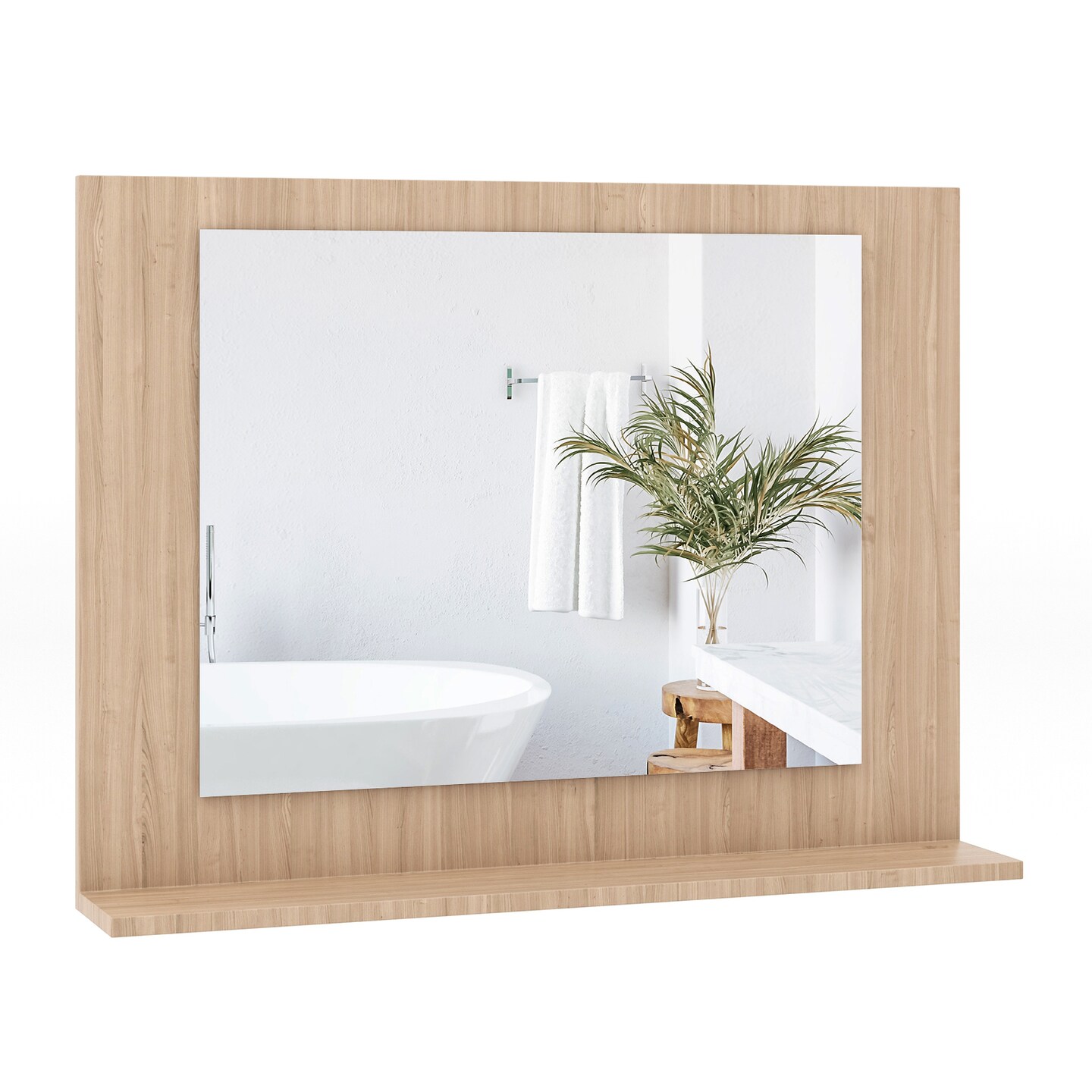 Rectangular Bathroom Mirror with Shelf for Storage and Organization