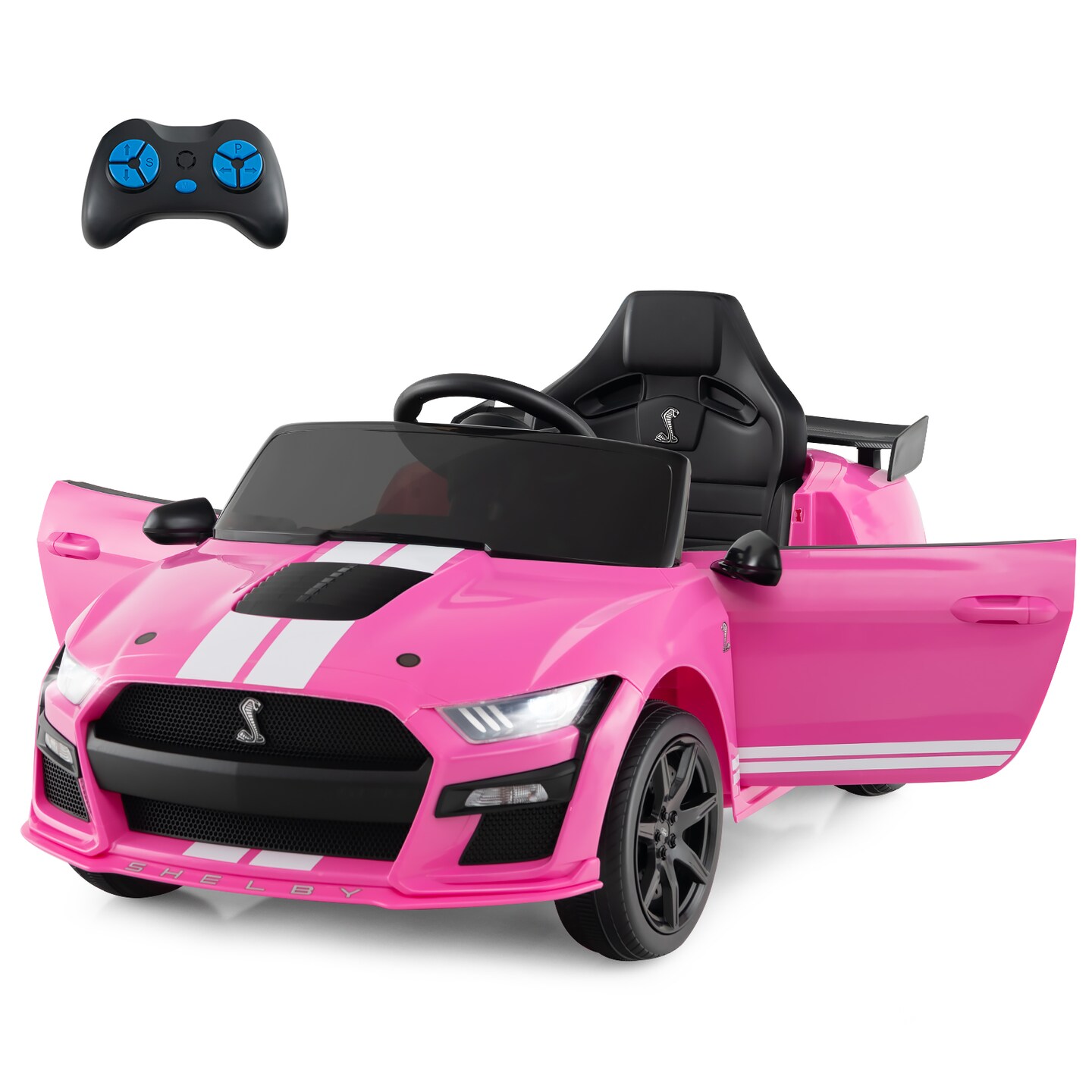 12V Licensed Ford Mustang Shelby GT500 Kids Ride on Car with Remote Control for Kids Aged 3-8-Red
