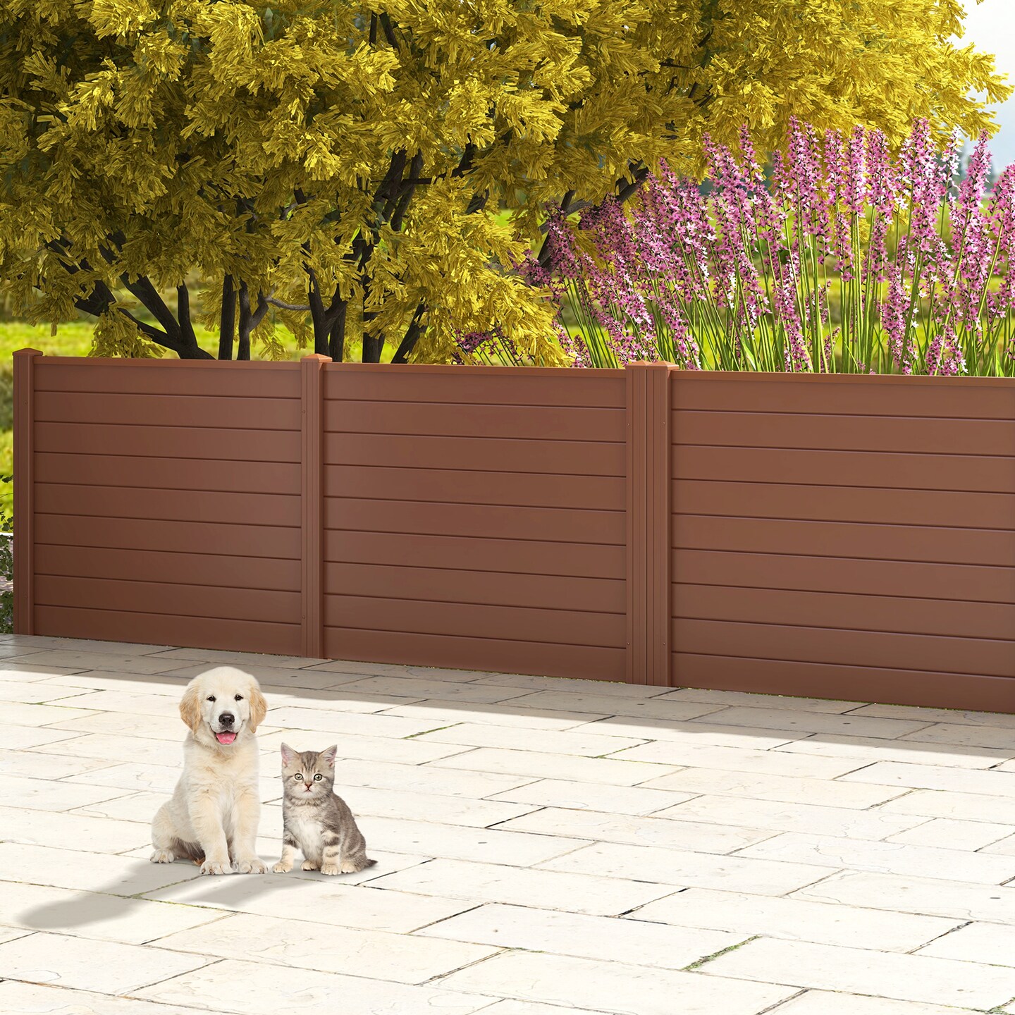 PVC Outdoor Privacy Fence 48x37.5 Easy Install Windproof 2 Panels