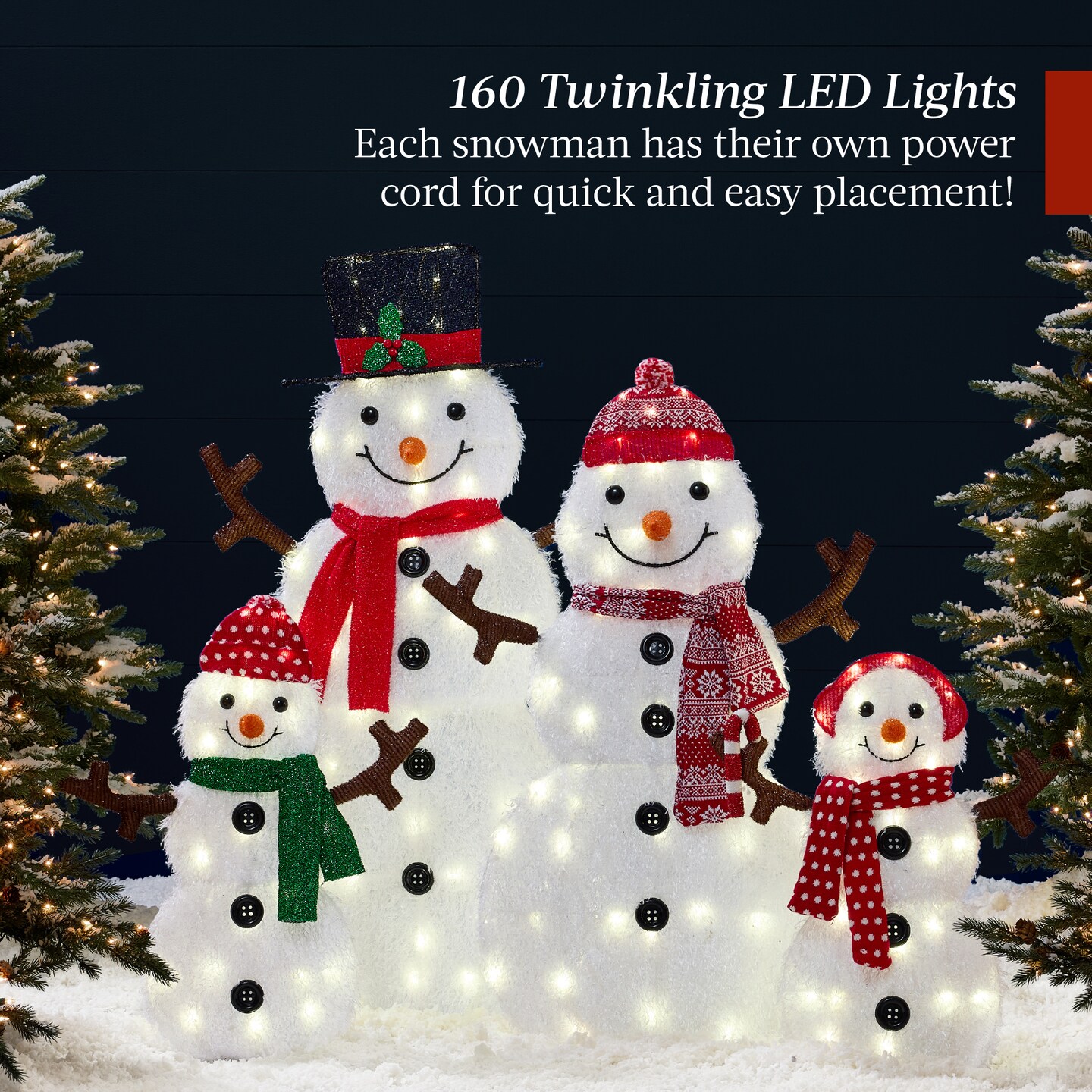 Best Choice Products 2D Lighted Snowman Family Set Outdoor Yard Décor w/ LED Lights