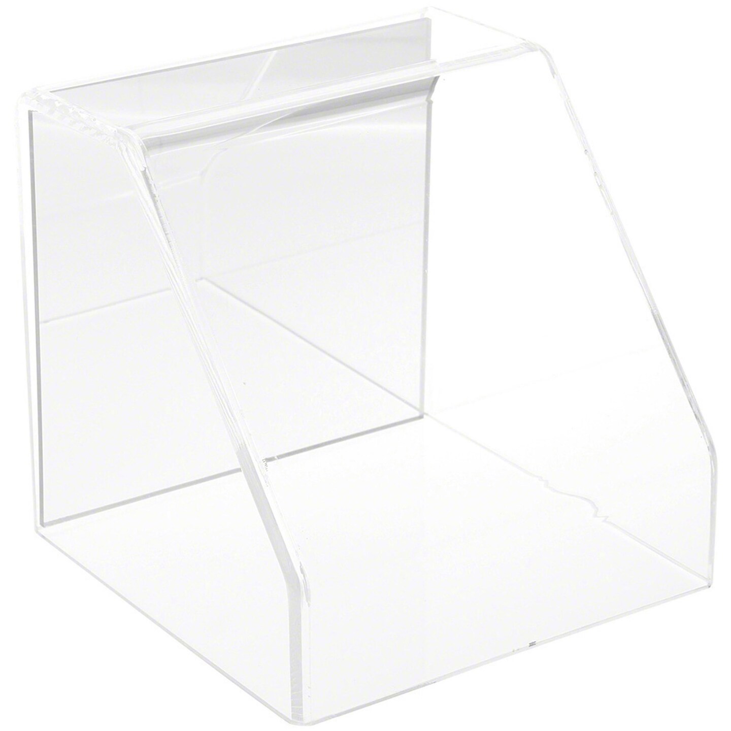 Plymor Clear Acrylic Slanted Front Display Case with No Base (Mirrored), 6" x 6" x 6"