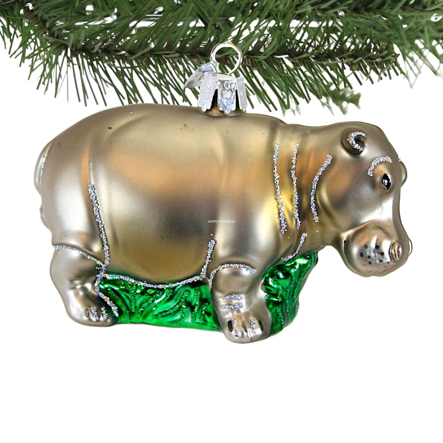Old World Christmas 2.75 In Hippopotamus Tree Ornament , Ornament Hippo Wildlife