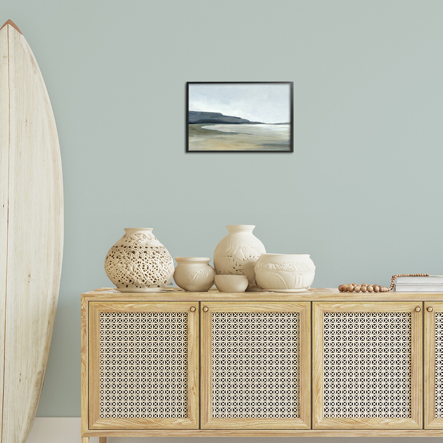 Stupell Industries Muted Coastline Cliff Framed Giclee Wall Art Design by Hannah Dawson