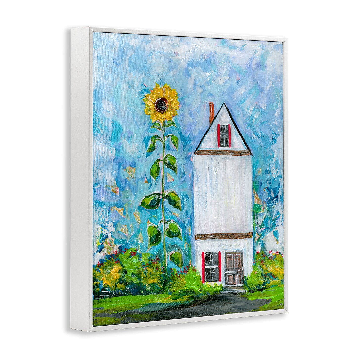 Stupell Industries Giant Sunflower & House Framed Giclee Wall Art Design by Estelle Grengs