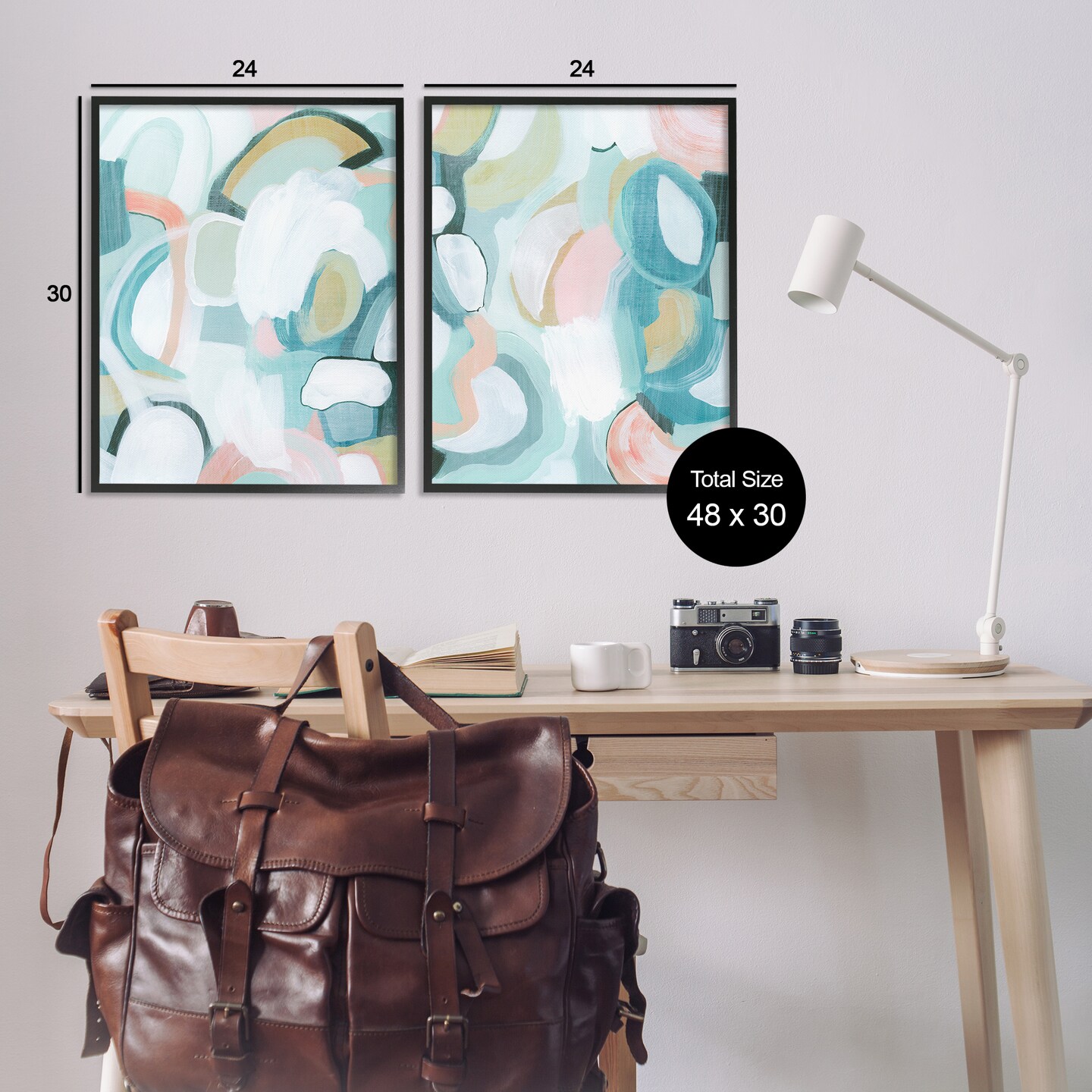 Stupell Industries Pastel Pink & Blue 2pc Framed Giclee Wall Art Set Design by Grace Popp